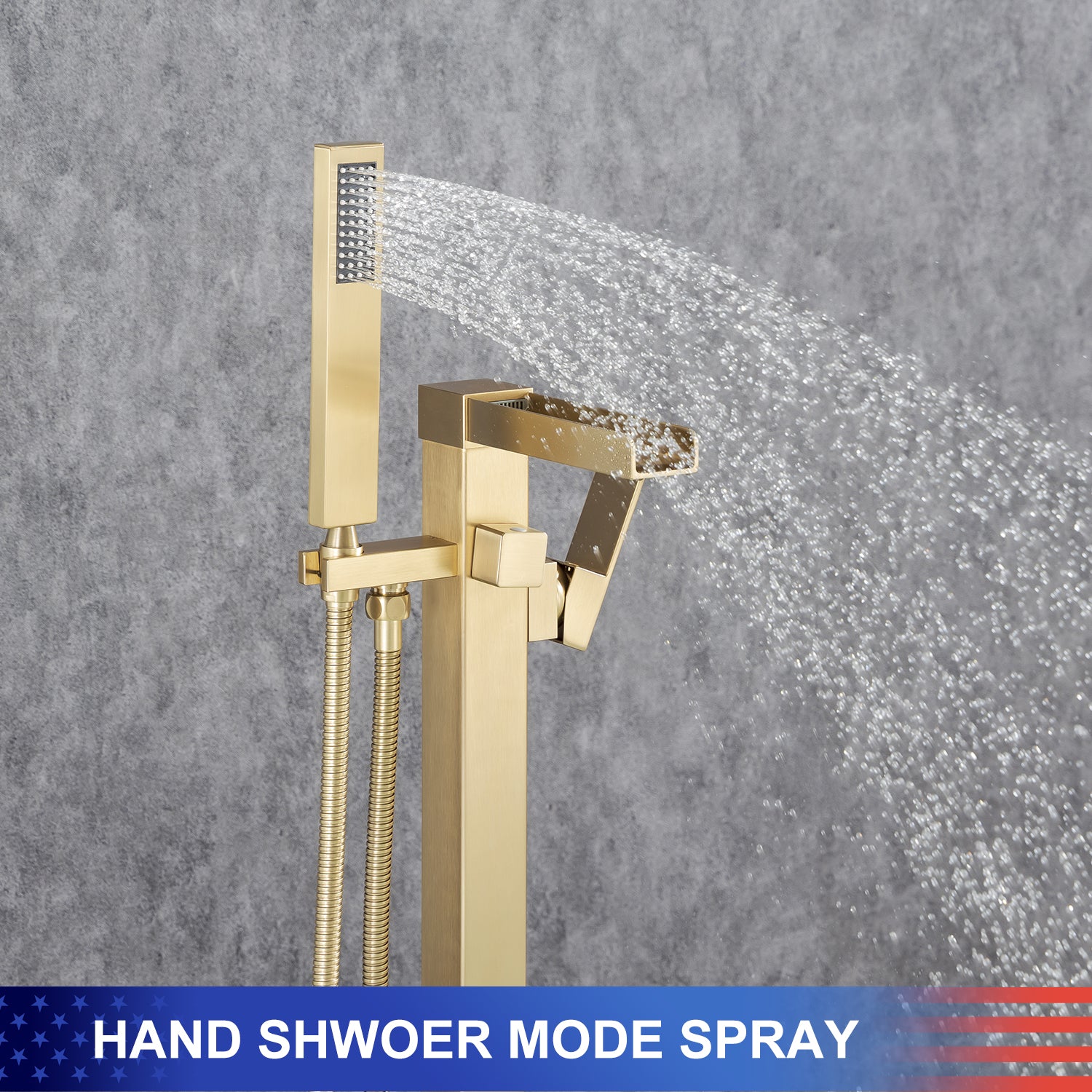 Single-Handle Floor-Mount Freestanding Tub Filler with Handheld Shower (S8002)