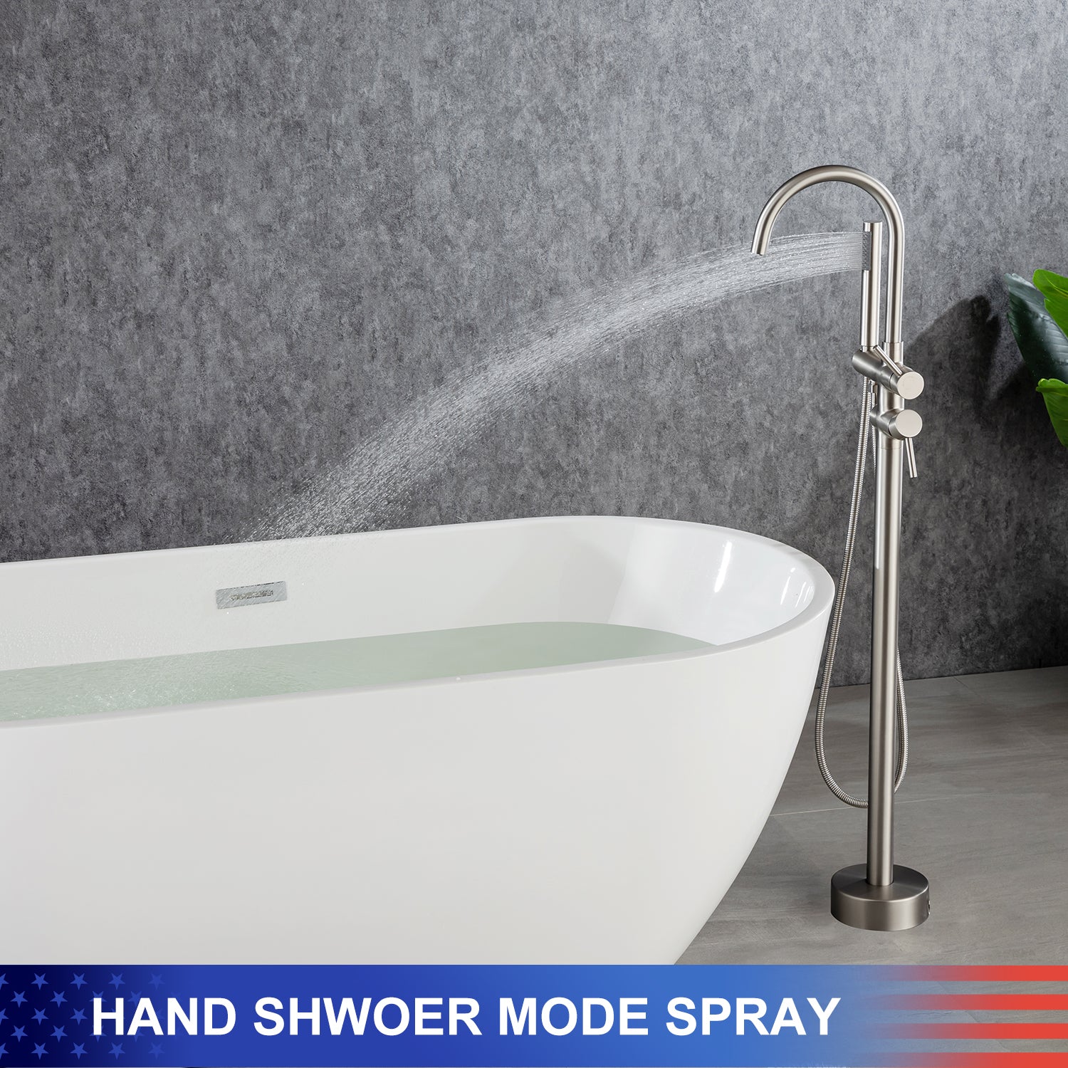 Robinet de baignoire autoportant à poignée unique avec douche à main RX8005