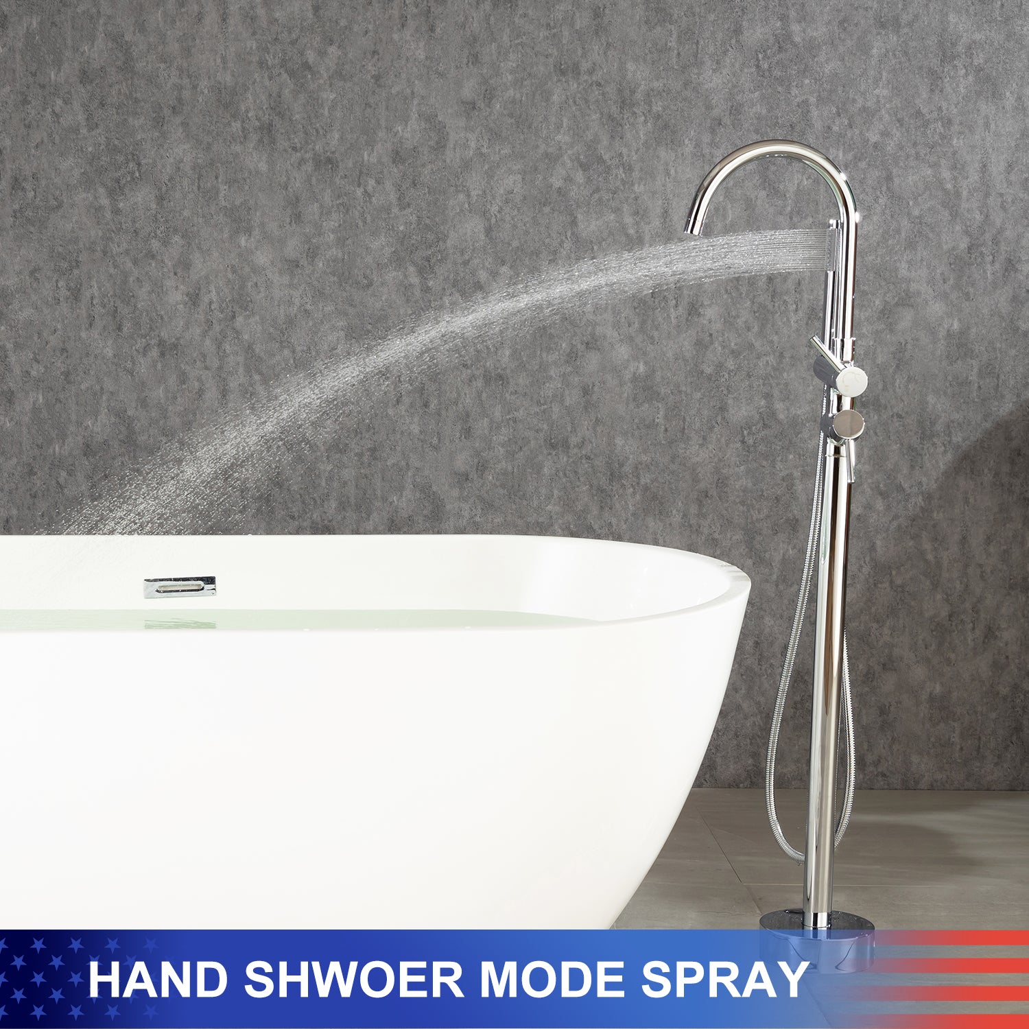 Robinet de baignoire autoportant à poignée unique avec douche à main RX8005