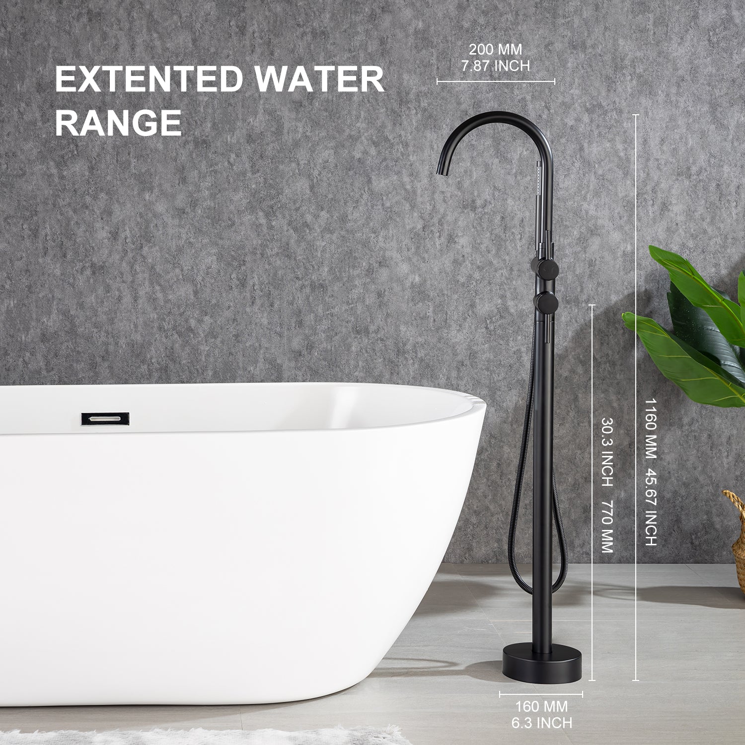 Robinet de baignoire autoportant à poignée unique avec douche à main RX8005