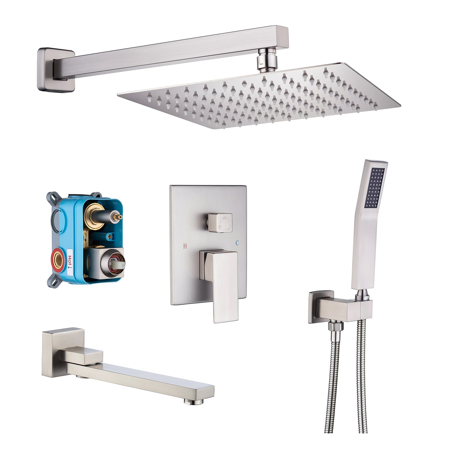 Square Shower Faucet with Rough-in Valve RX93103-10
