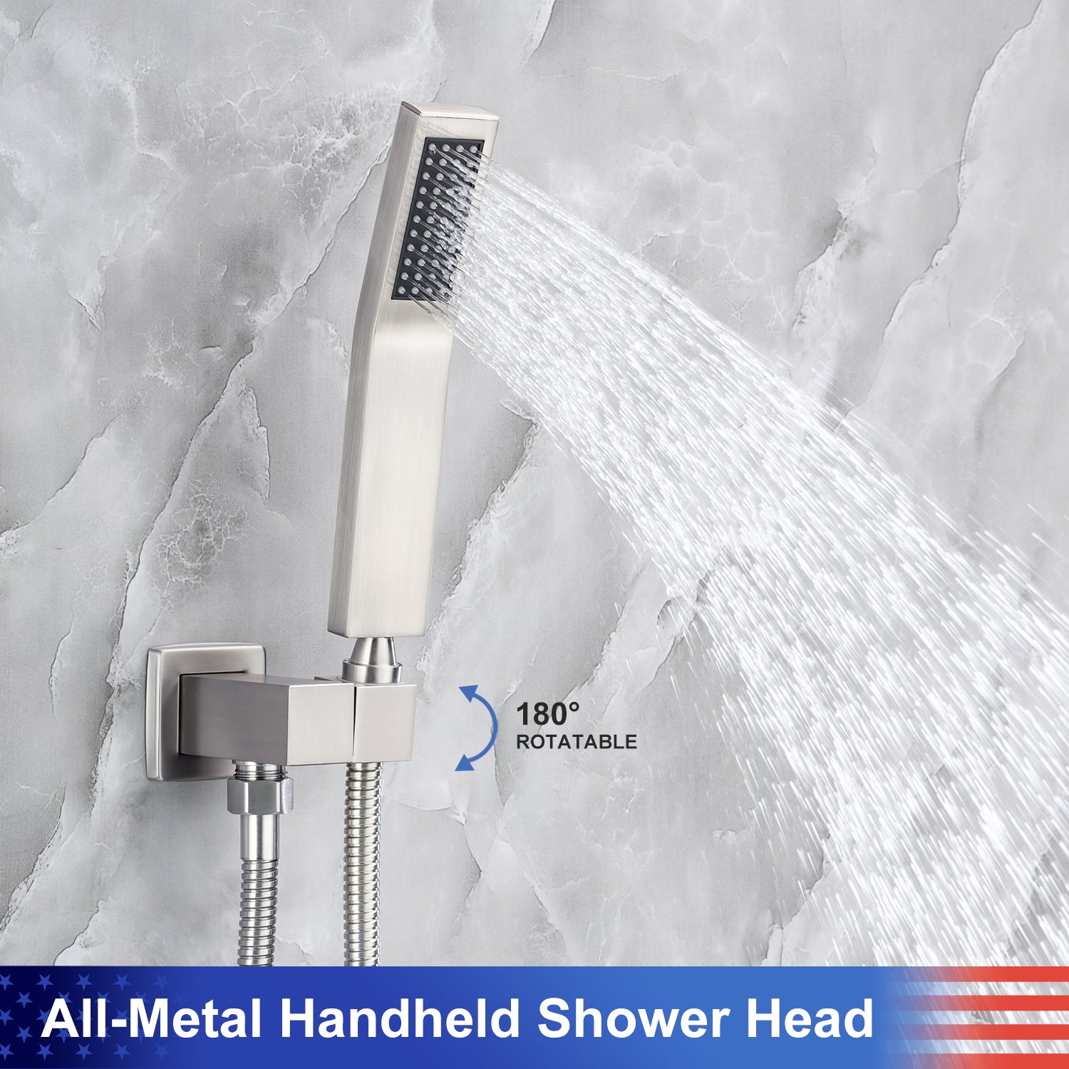 All-Metal Handled Shower Head 180 Degree