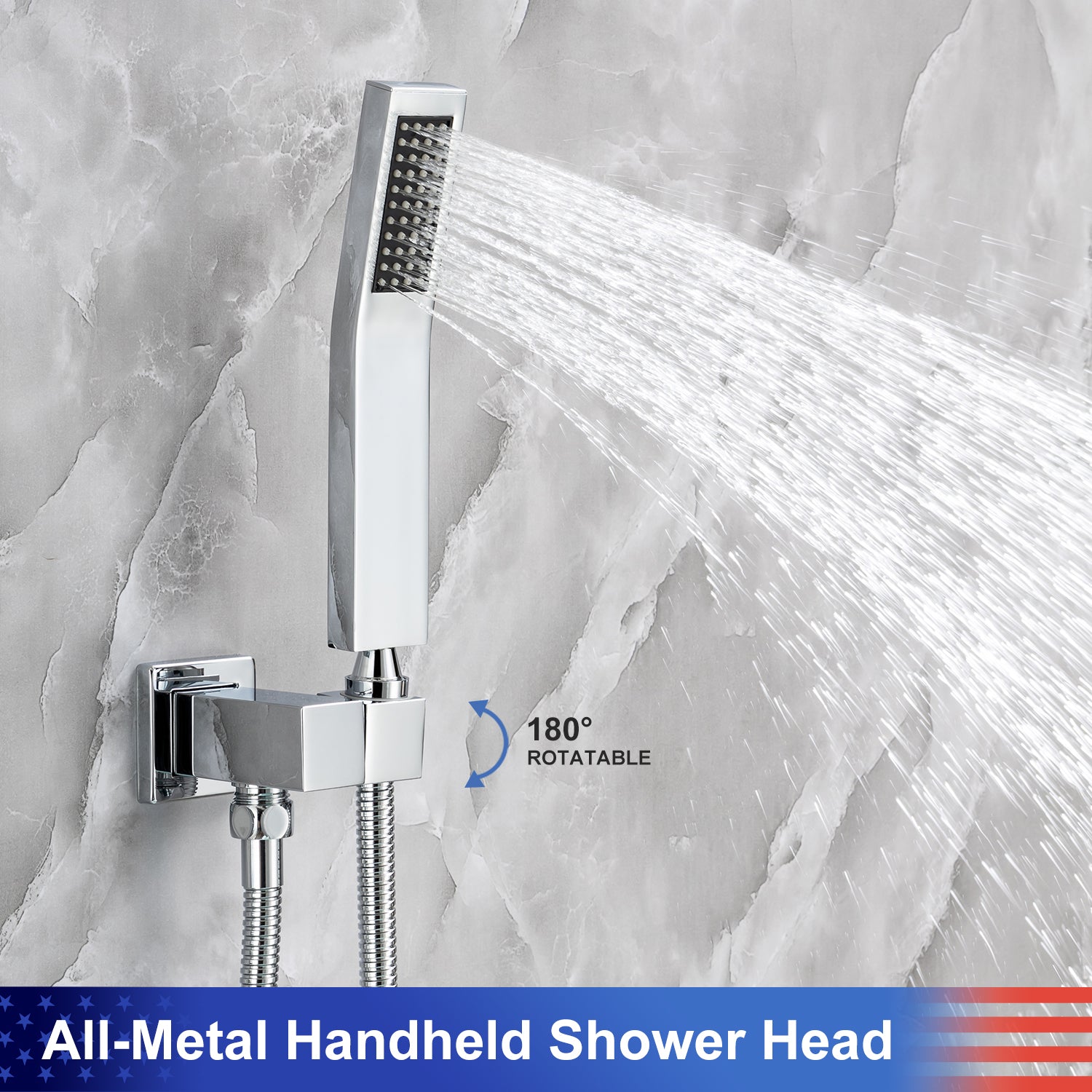 10" Shower Head 3-way Wall-Mount Square Shower Faucet with Rough-in Valve RX93103-10