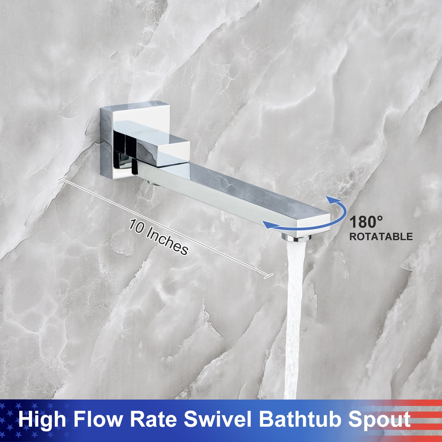 10" Square 3-Way Wall-Mount Shower System with Rough-in Valve (S93103)