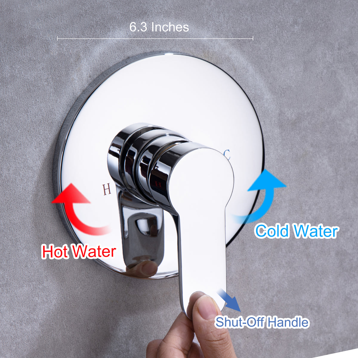Pommeau de douche rond à montage mural de 10 po avec valve brute RX96201-10
