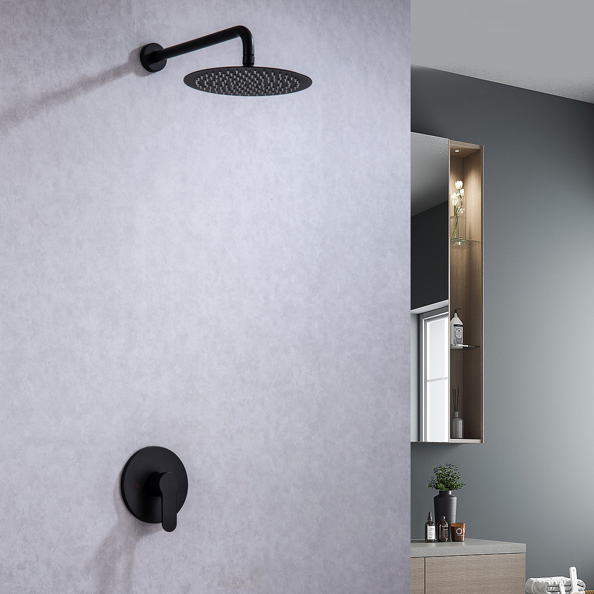 Pommeau de douche rond à montage mural de 10 po avec valve brute RX96201-10
