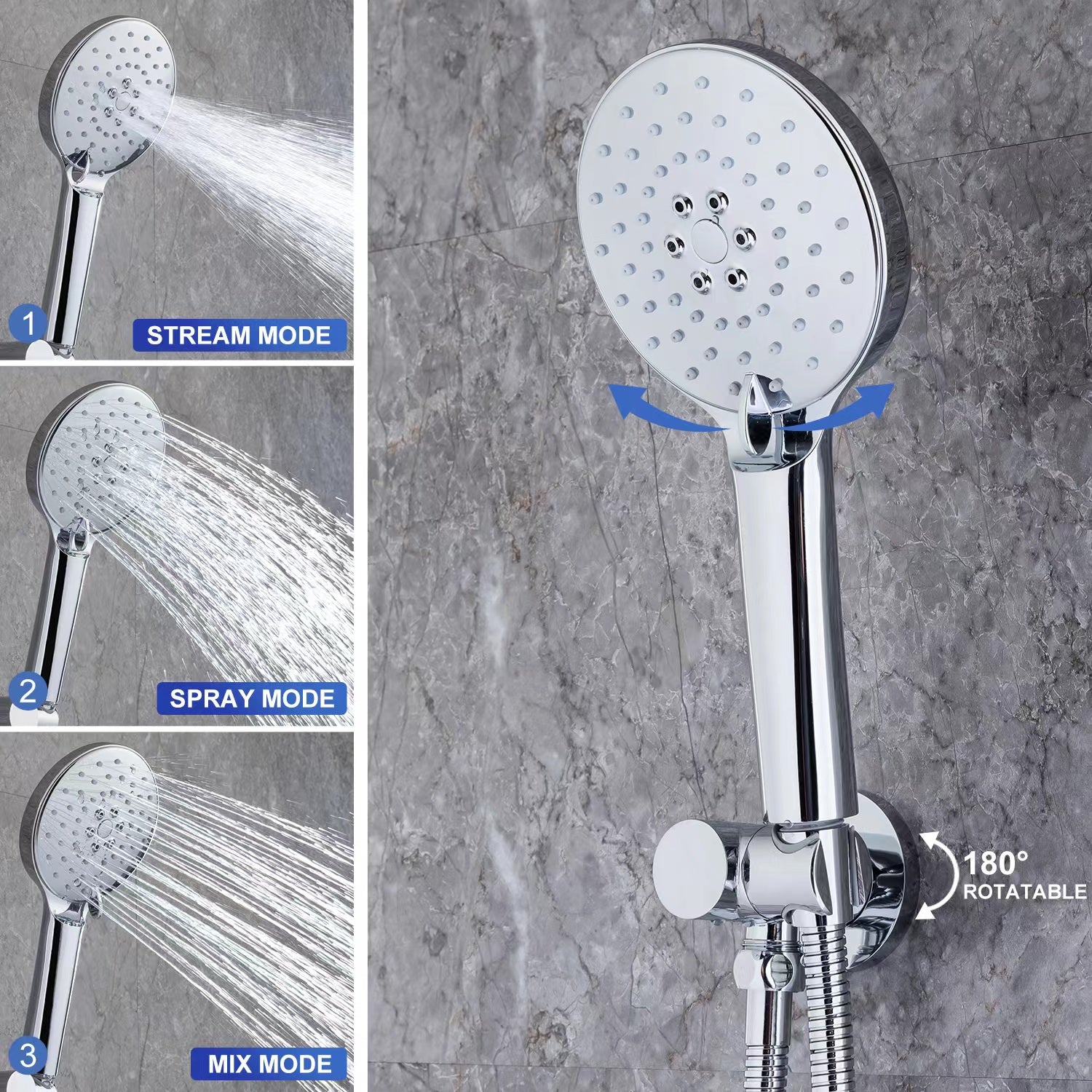 Pommeau de douche rond à 2 voies et montage mural de 10 po avec valve brute RX96202-10