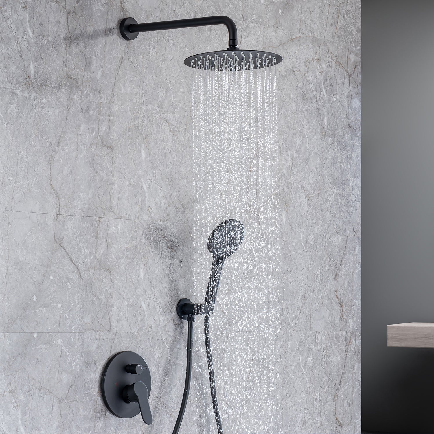 Pommeau de douche rond à 2 voies et montage mural de 10 po avec valve brute RX96202-10