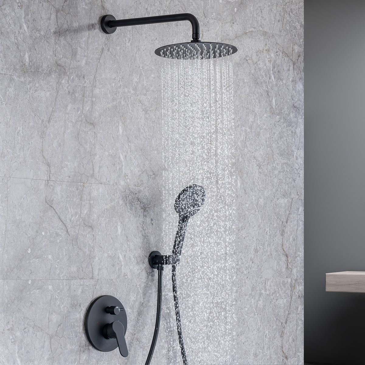 Pommeau de douche rond à 2 voies et montage mural de 10 po avec valve brute RX96202-10