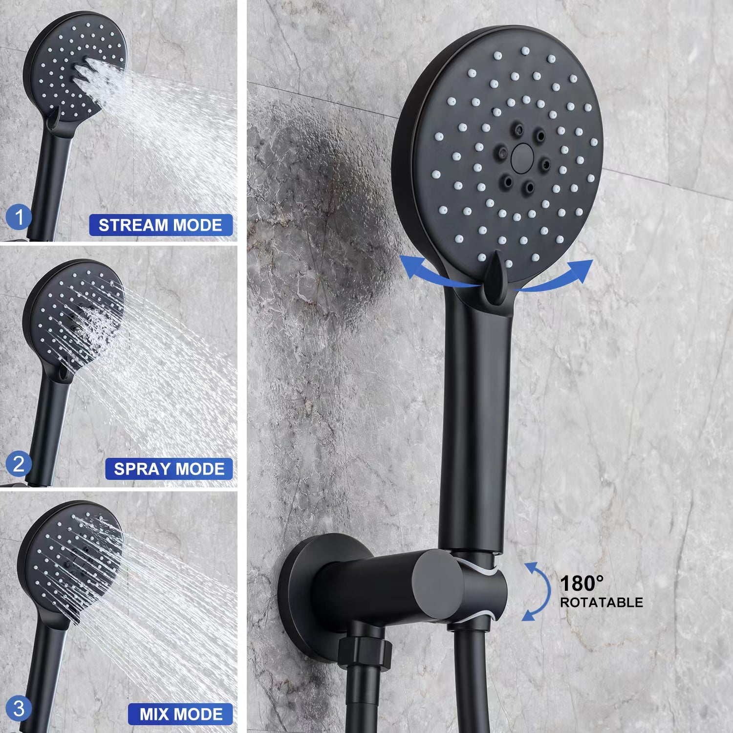Pommeau de douche rond à 2 voies et montage mural de 10 po avec valve brute RX96202-10