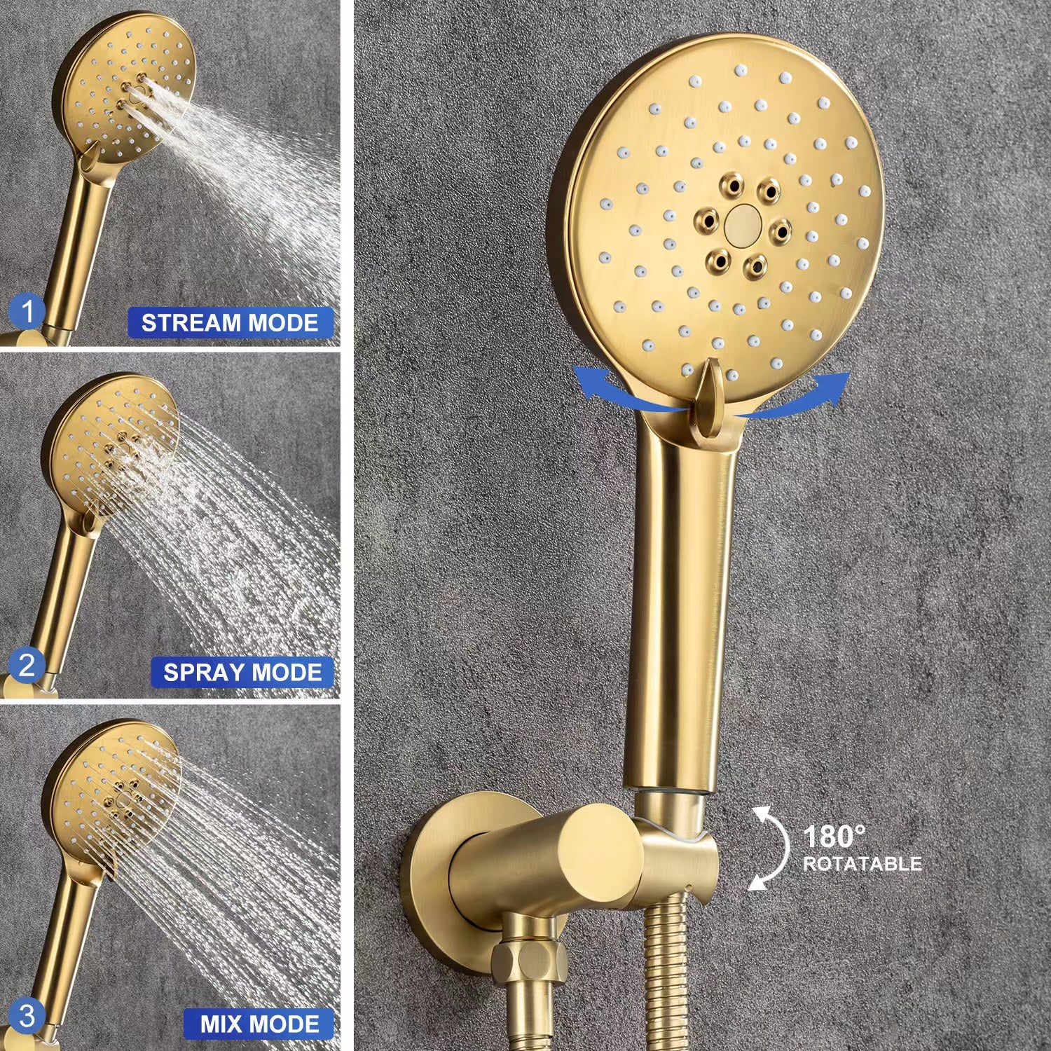 Pommeau de douche rond à 2 voies et montage mural de 10 po avec valve brute RX96202-10