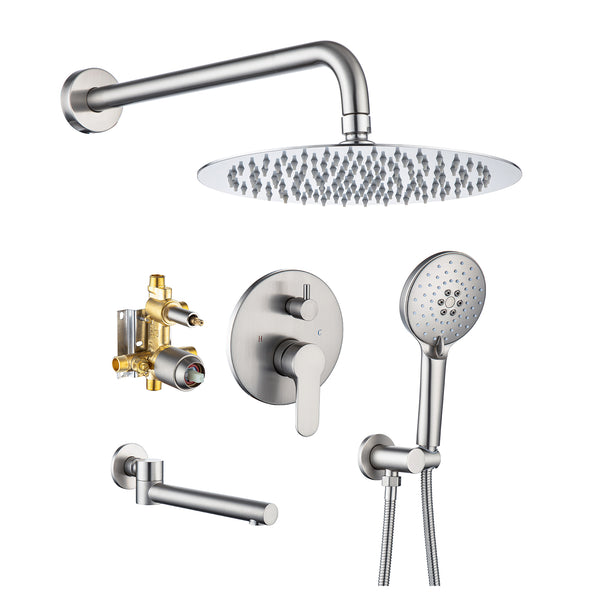 【Rainlex RX96203-10】10" Shower Head three Function Wall-Mount  Pressure Balance Round Shower Faucet(Rough-in Valve Included)