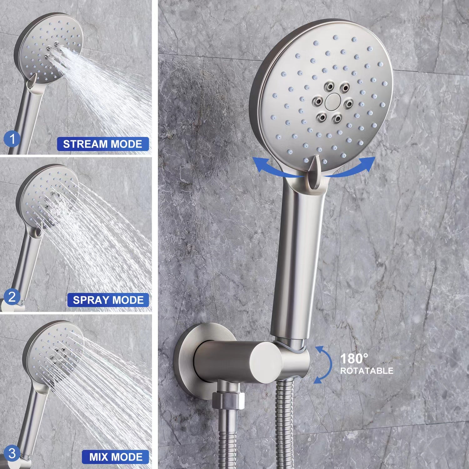 【Rainlex RX96203-10】10" Shower Head three Function Wall-Mount  Pressure Balance Round Shower Faucet(Rough-in Valve Included)
