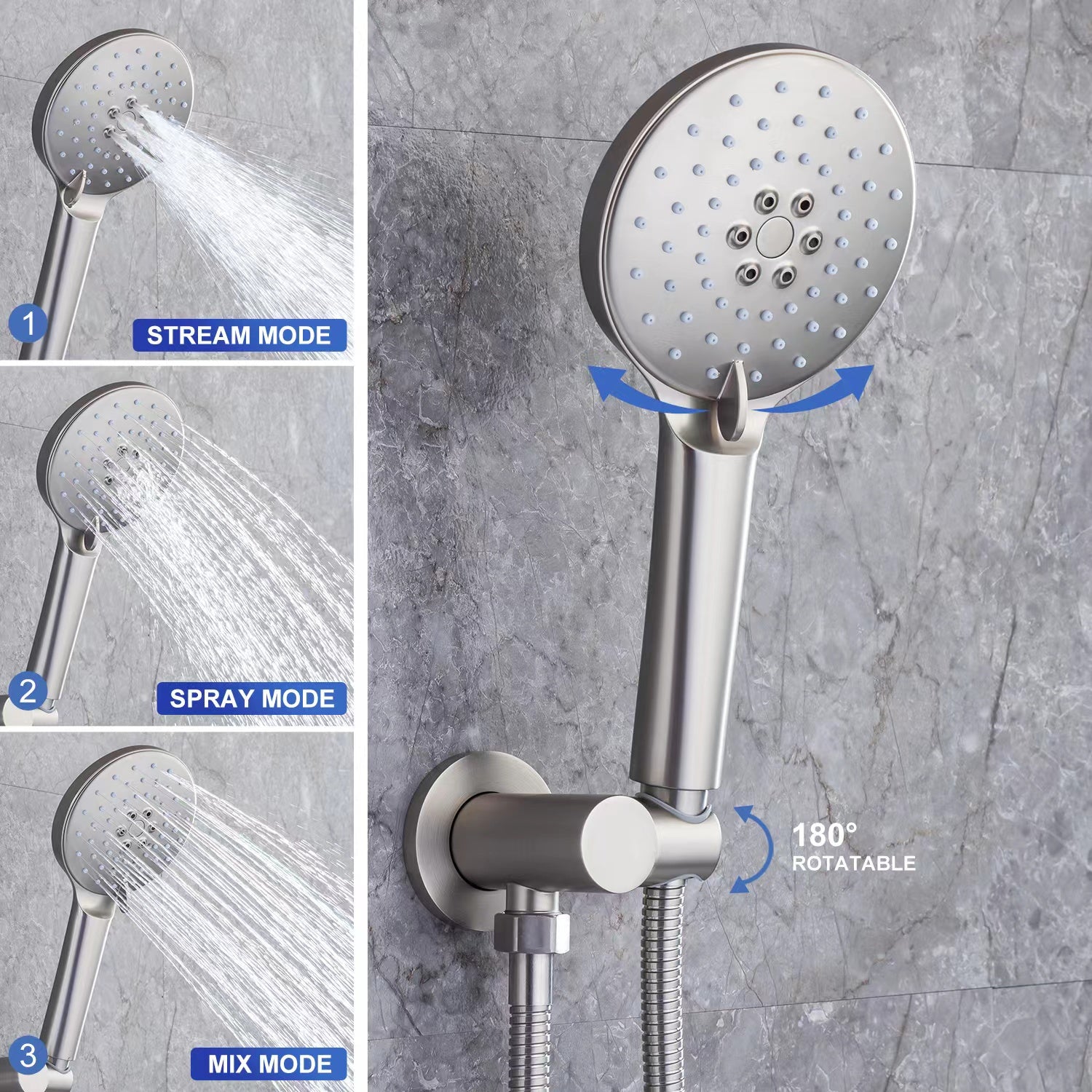 10" Round 3-Way Wall-Mount Shower System with Rough-in Valve