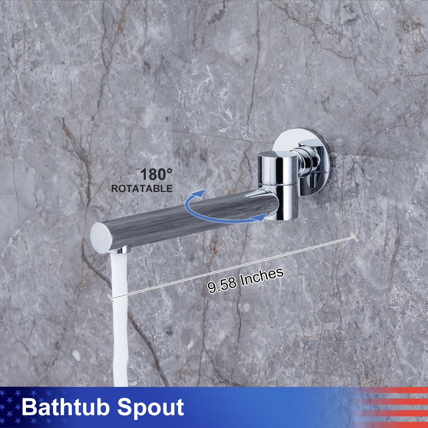 Pommeau de douche de 10 po, robinet de douche rond à 3 voies à montage mural avec valve brute RX96203-10