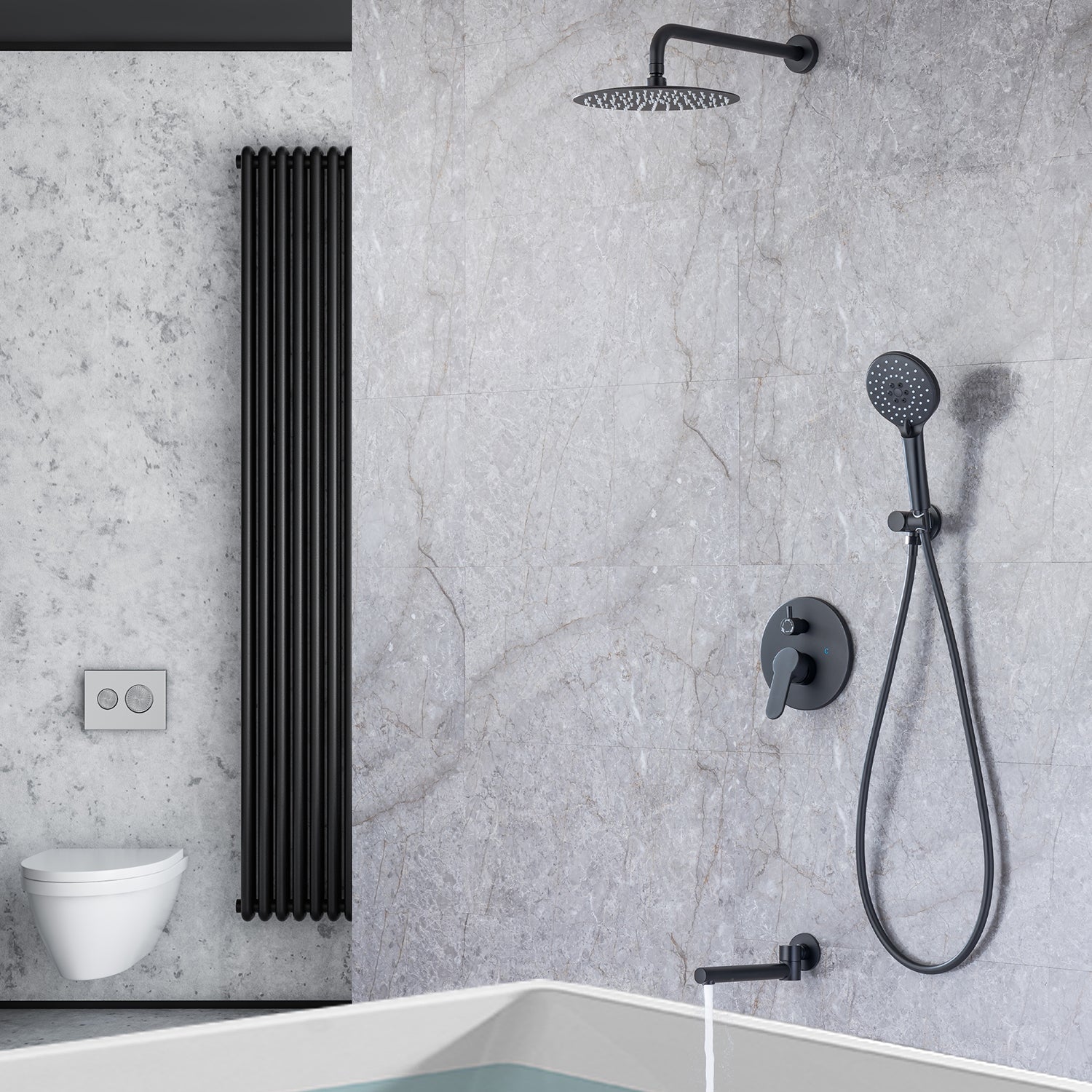 10" Round 3-Way Wall-Mount Shower System with Rough-in Valve