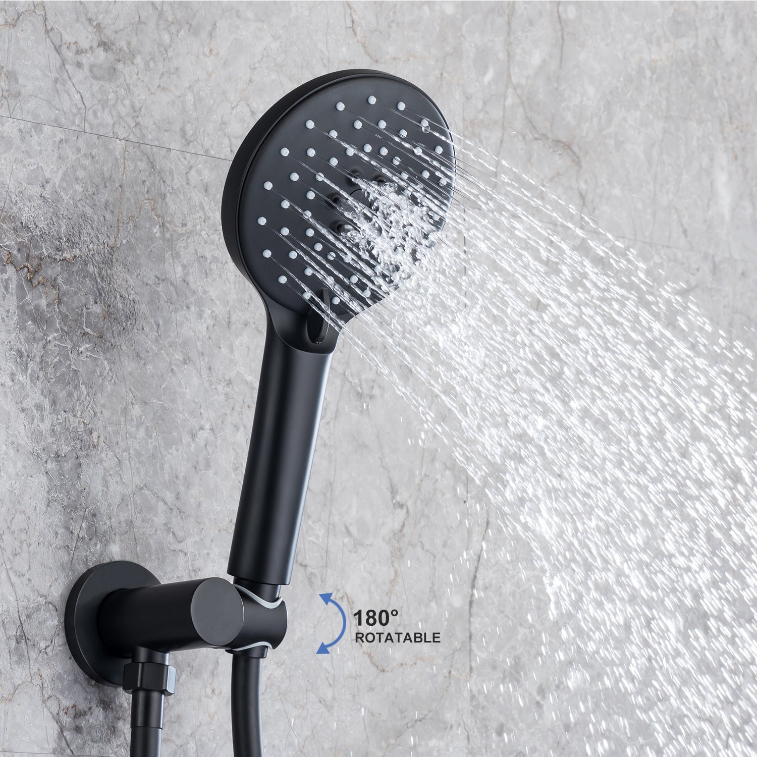 Pommeau de douche de 10 po, robinet de douche rond à 3 voies à montage mural avec valve brute RX96203-10