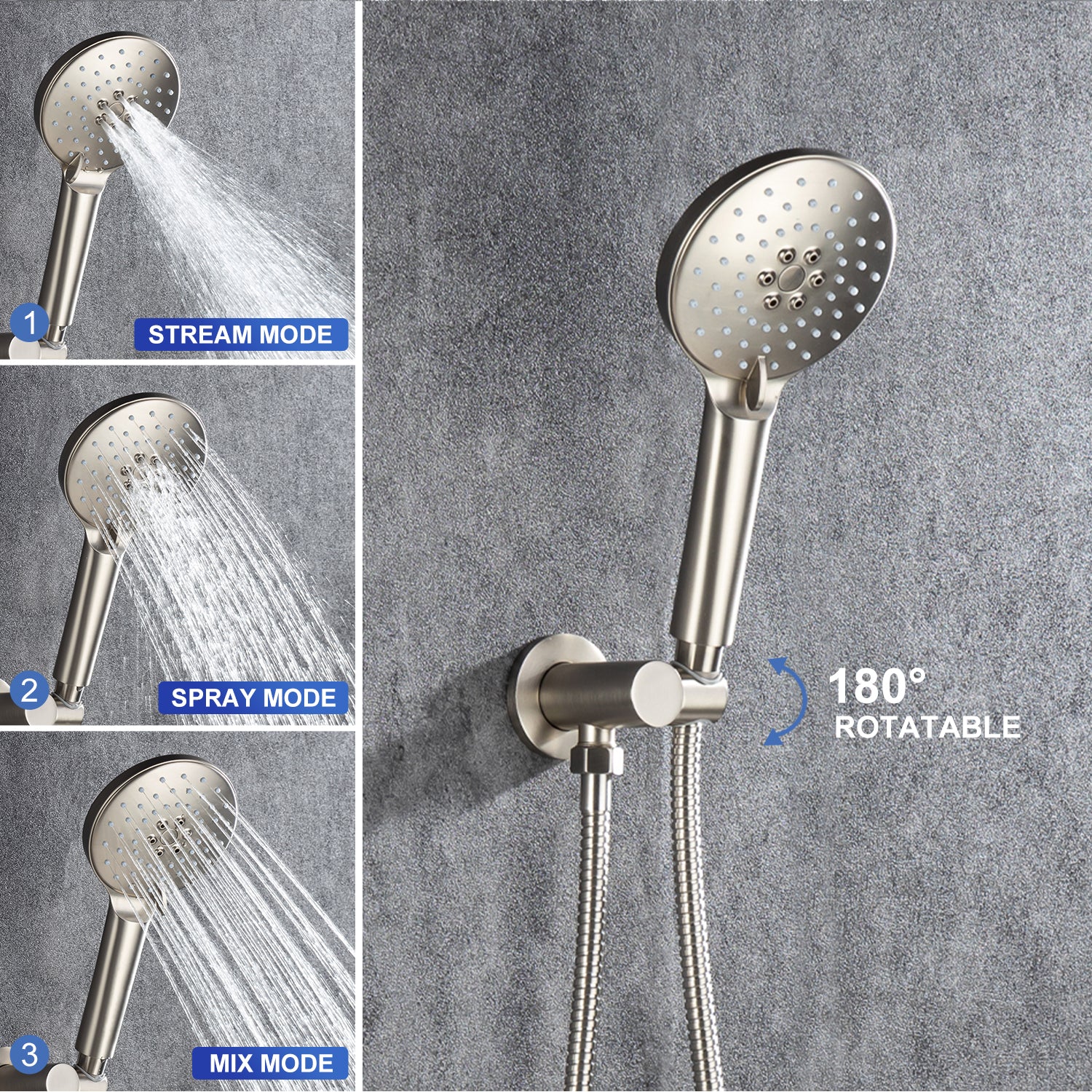 Pommeau de douche de 10 po, robinet de douche rond à 2 voies pour montage au plafond avec valve brute RX96205-10