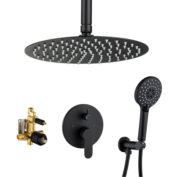 【Rainlex RX96205-10】10" Shower Head  Dual Functions Ceiling-Mount  Balance Round Shower Faucet(Rough-in Valve Included)