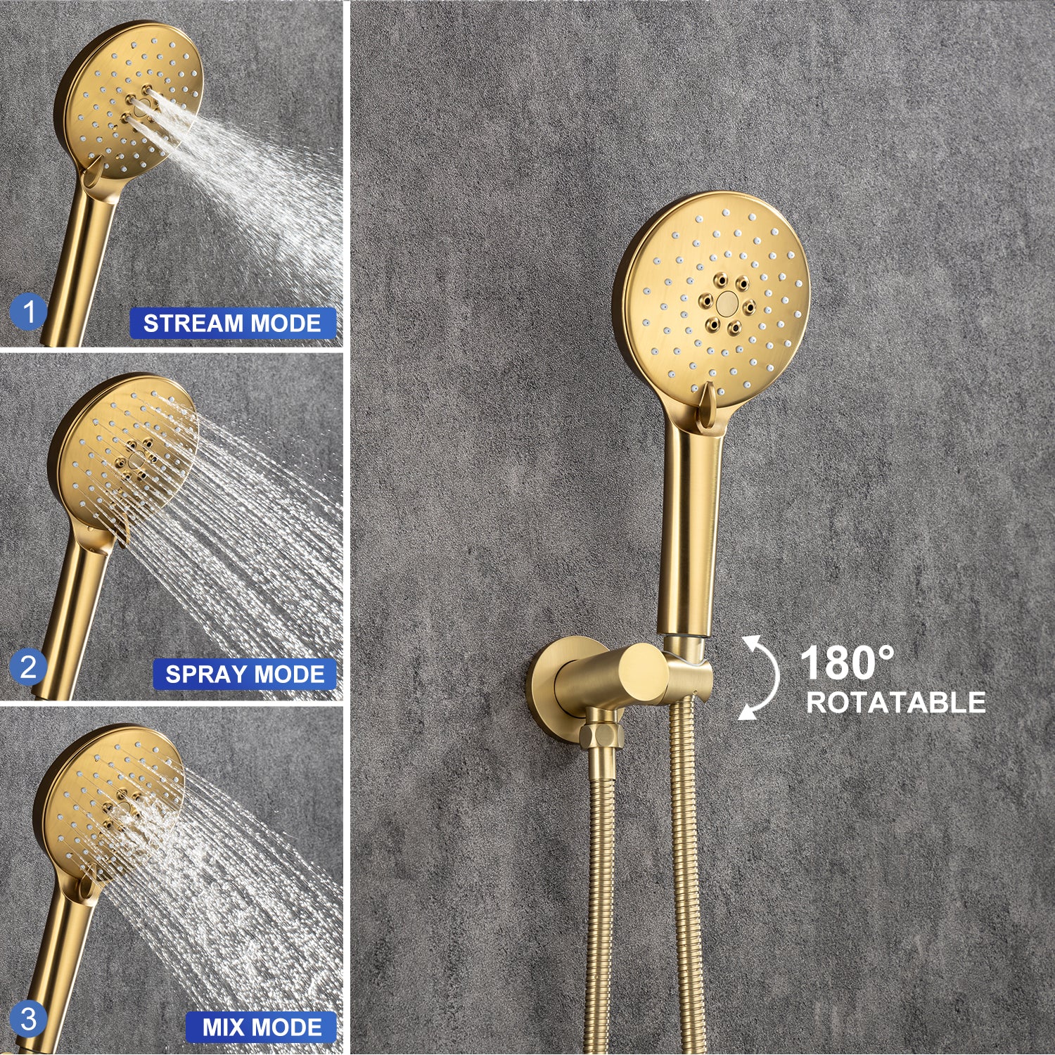 Pommeau de douche de 10 po, robinet de douche rond à 2 voies pour montage au plafond avec valve brute RX96205-10