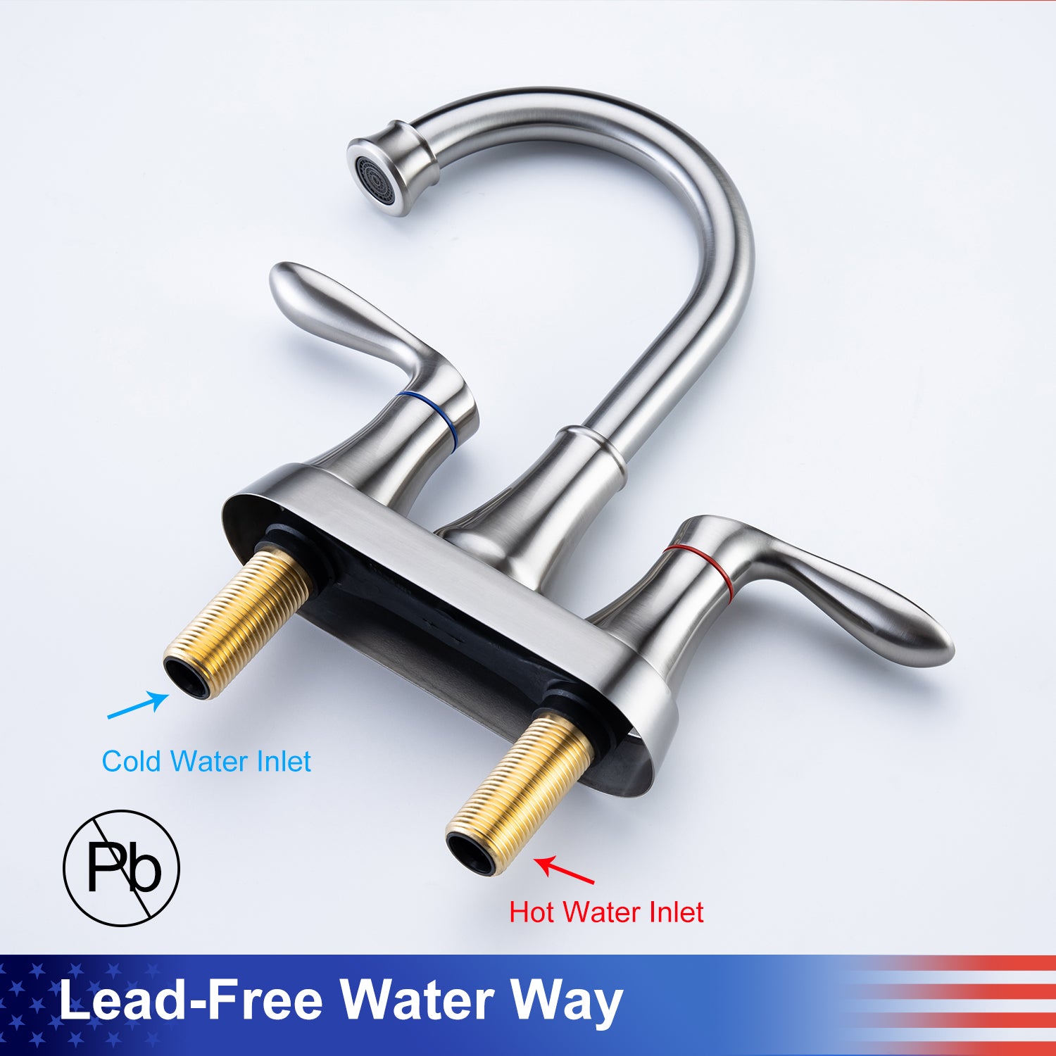 2-Handle Centerset Bathroom Faucet with Drain Assembly