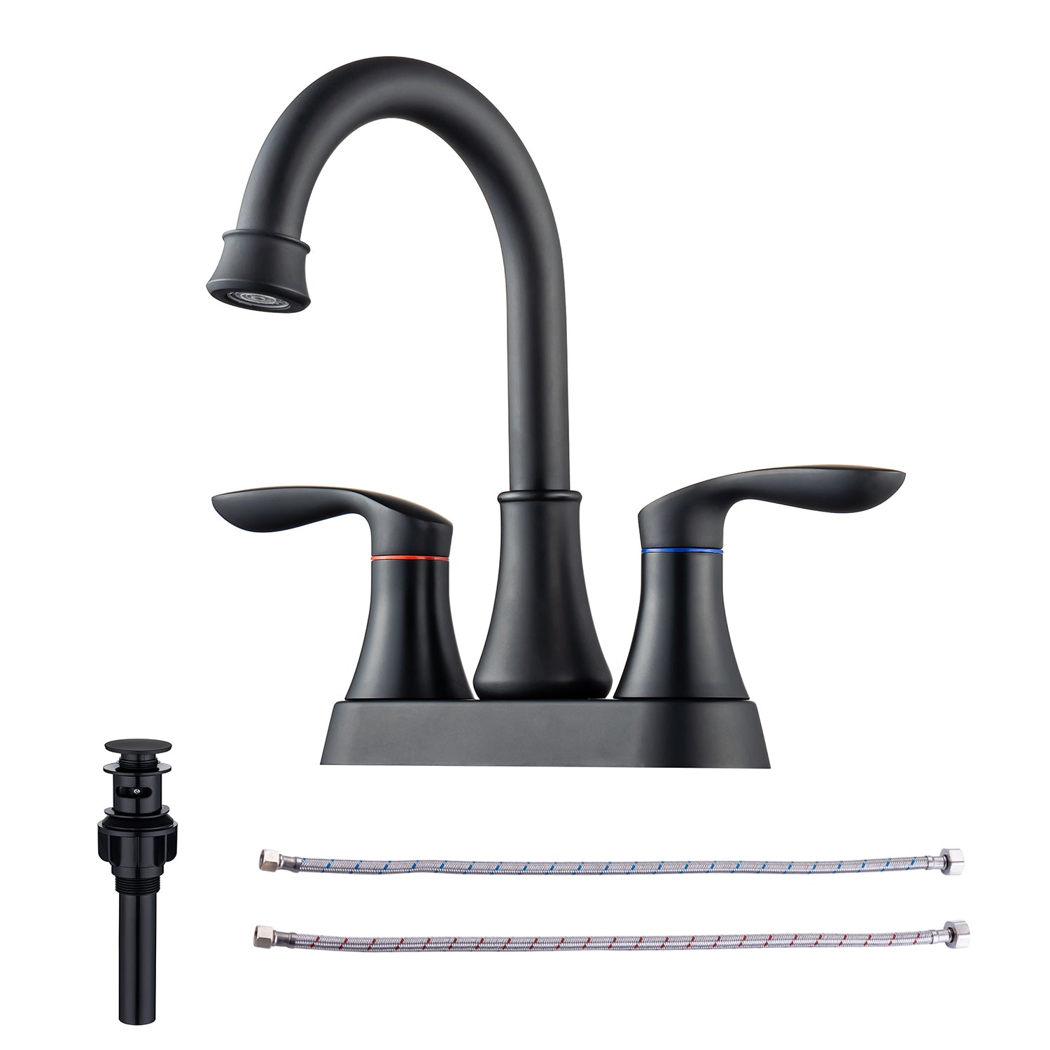 2-Handle Centerset Bathroom Faucet with Drain Assembly