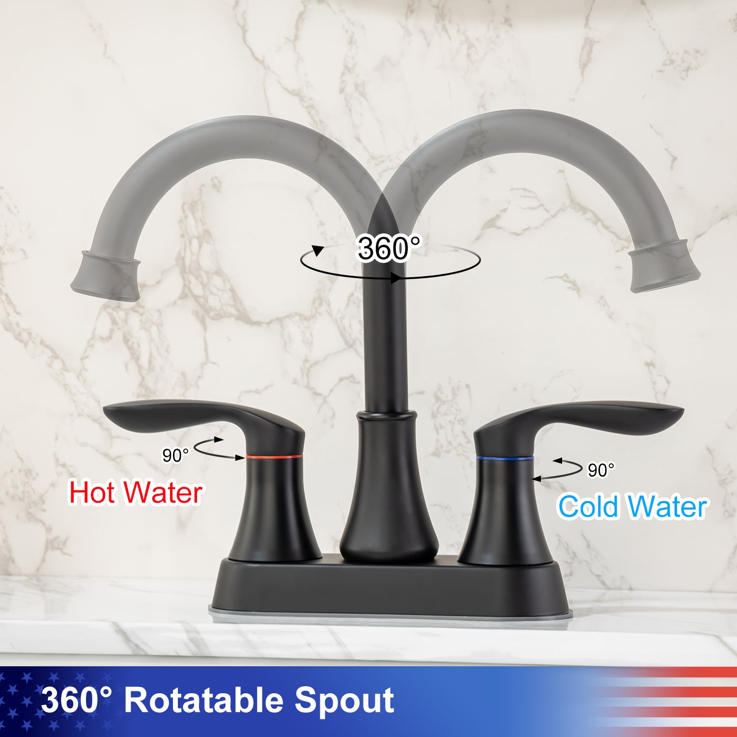 2-Handle Centerset Bathroom Faucet with Drain Assembly