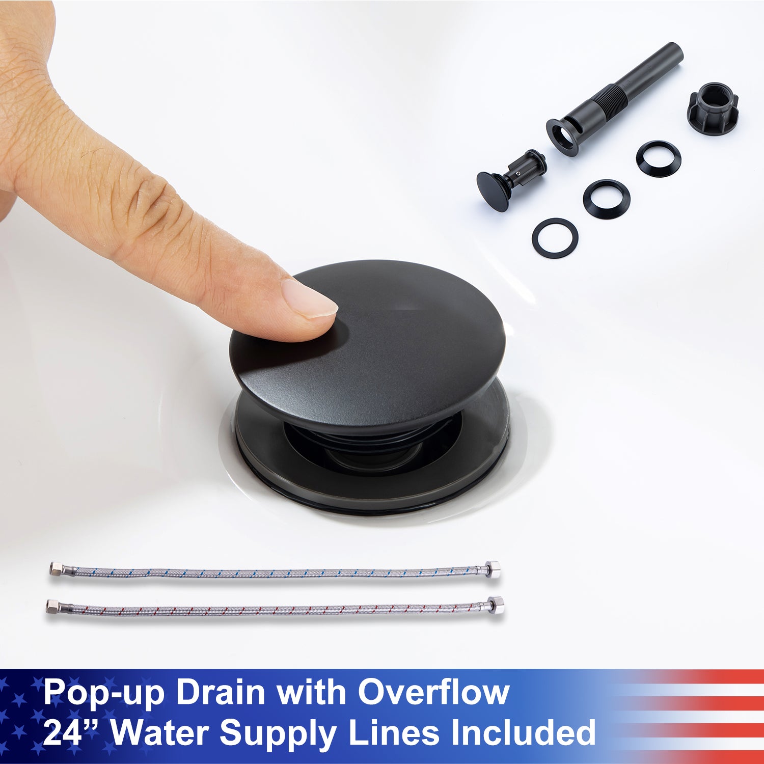 2-Handle Centerset Bathroom Faucet with Drain Assembly