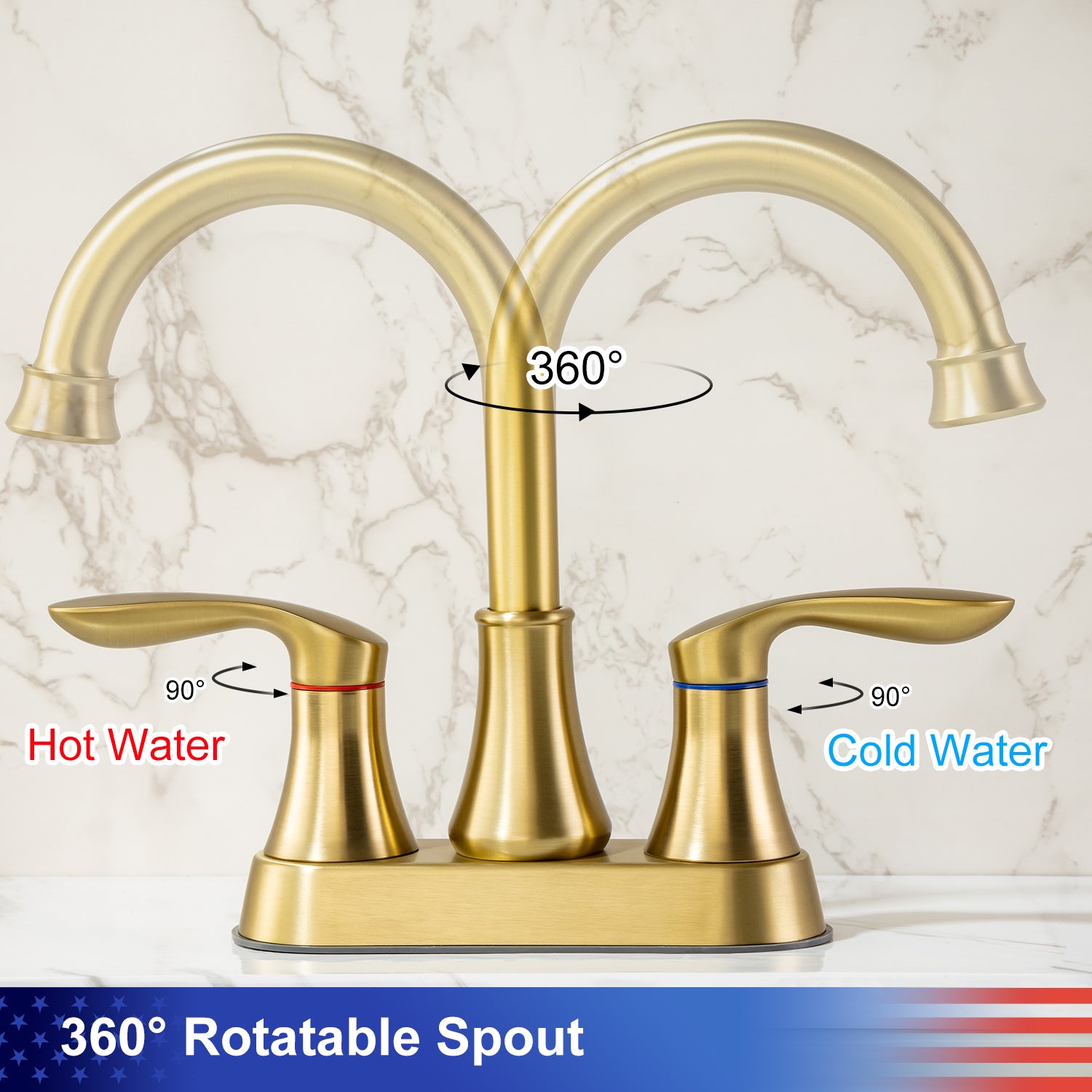 2-Handle Centerset Bathroom Faucet with Drain Assembly