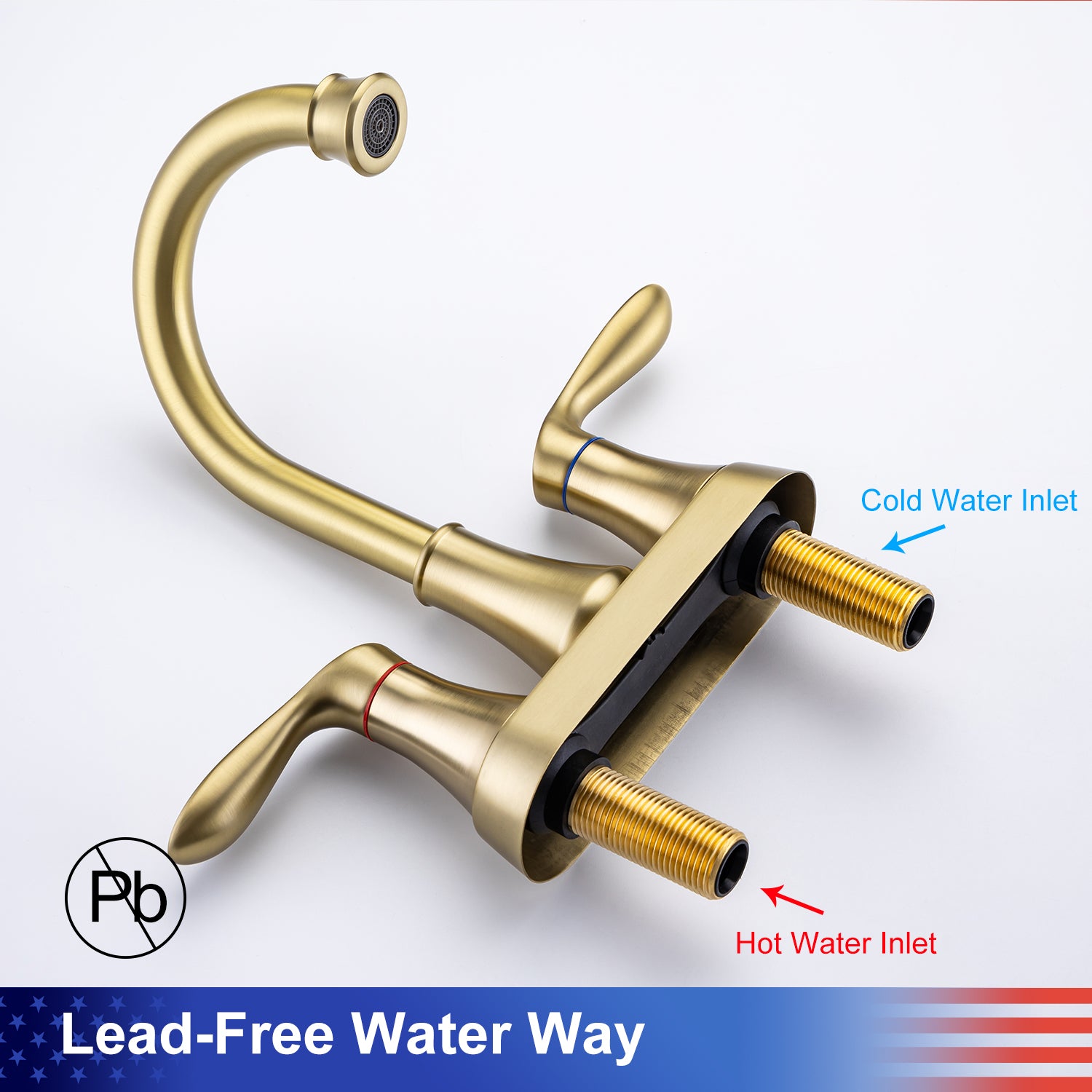 2-Handle Centerset Bathroom Faucet with Drain Assembly