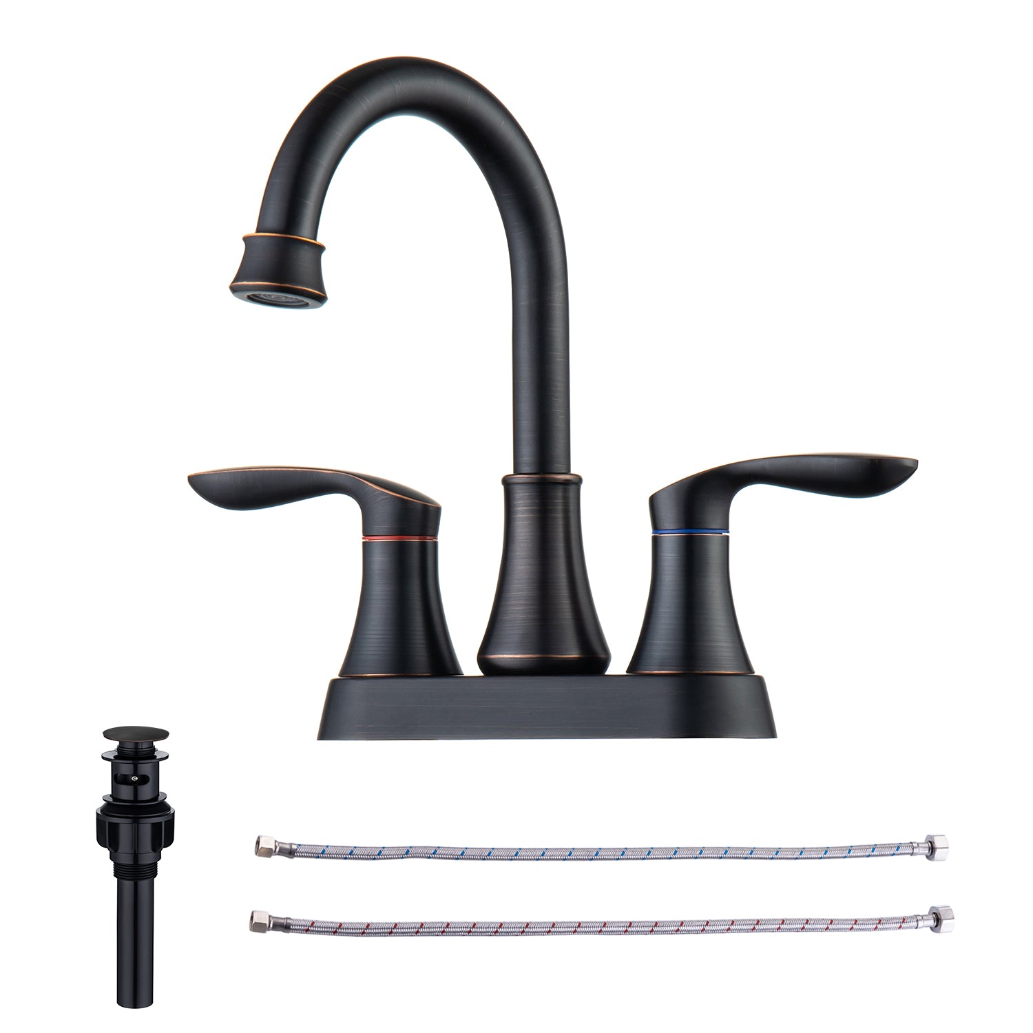 2-Handle Centerset Bathroom Faucet with Drain Assembly