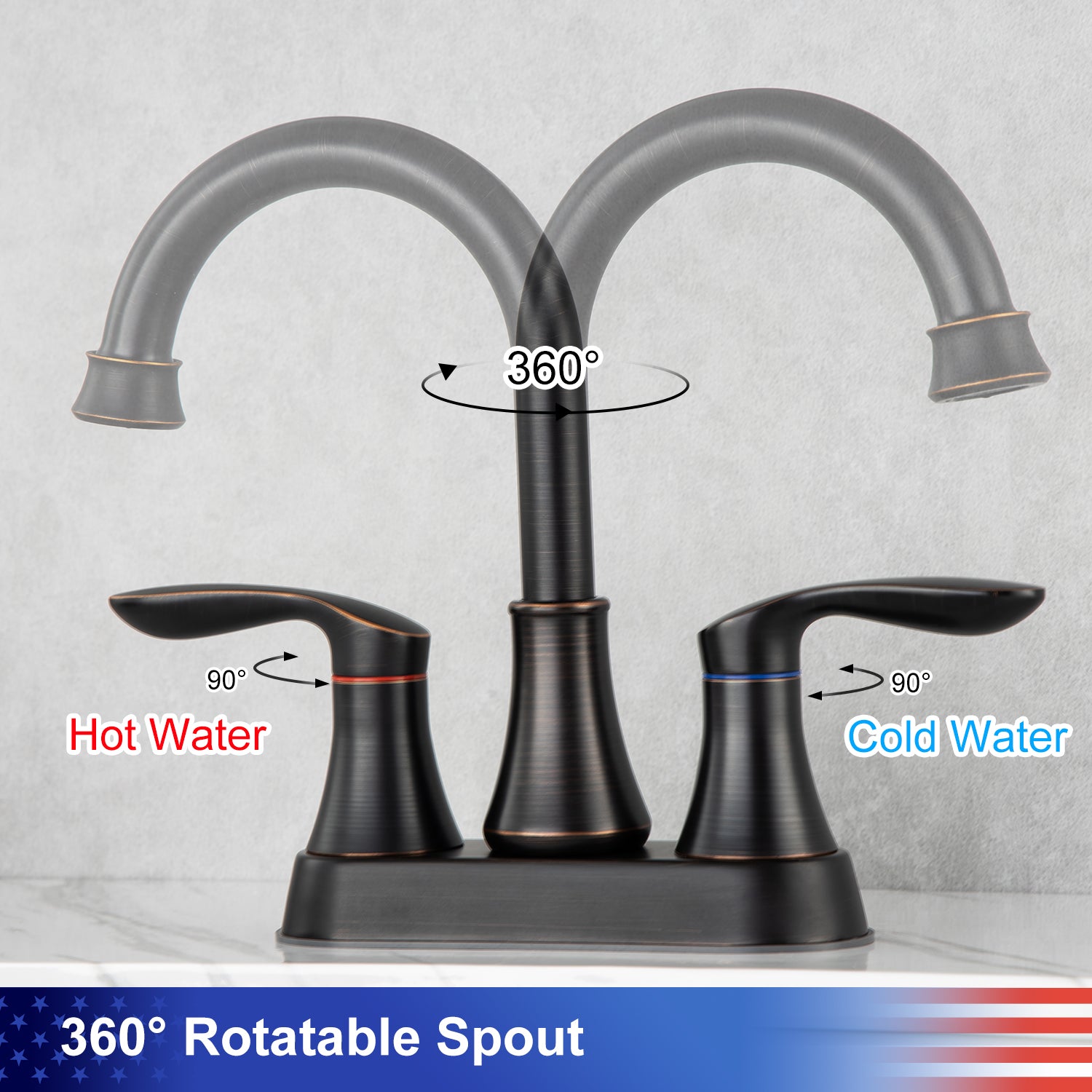 2-Handle Centerset Bathroom Faucet with Drain Assembly