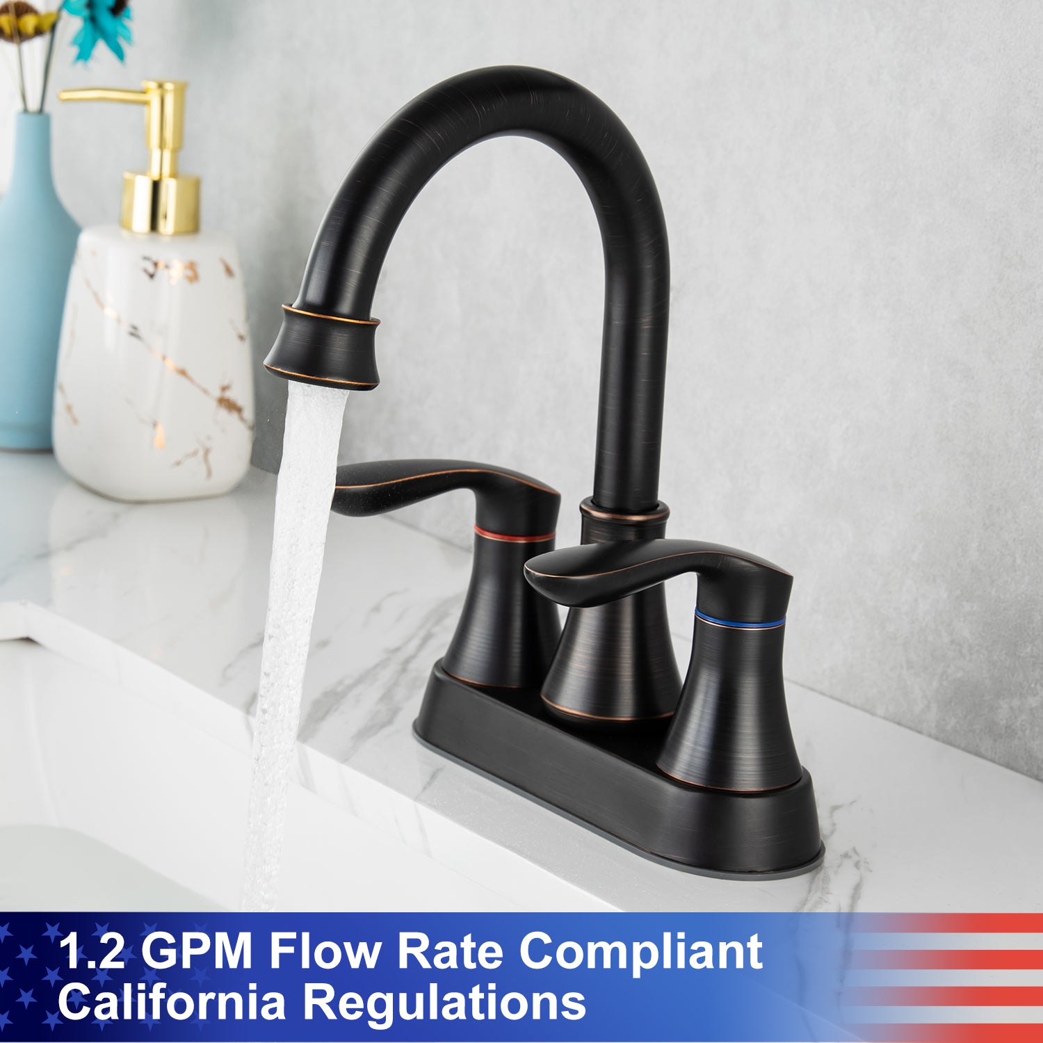 2-Handle Centerset Bathroom Faucet with Drain Assembly
