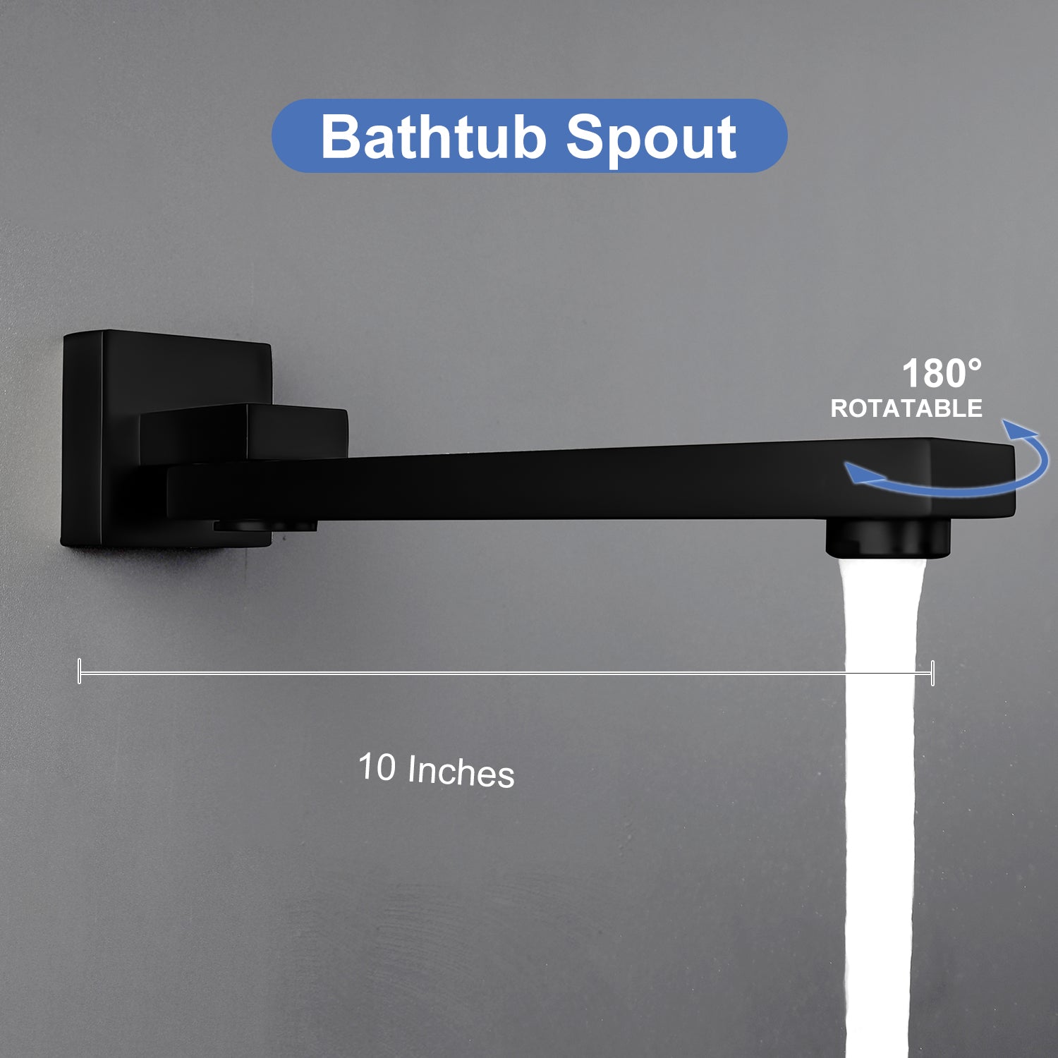 Pommeau de douche carré à 3 voies et montage mural de 10 po avec robinet à montage brut RX98103-10