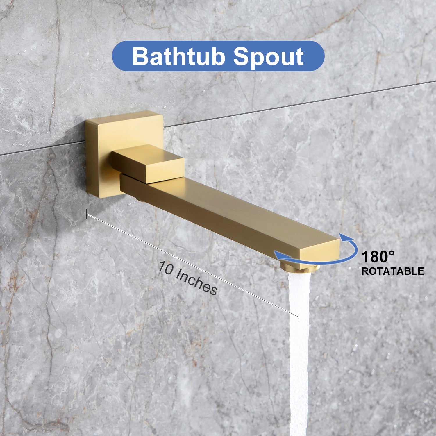 Pommeau de douche carré à 3 voies et montage mural de 10 po avec robinet à montage brut RX98103-10