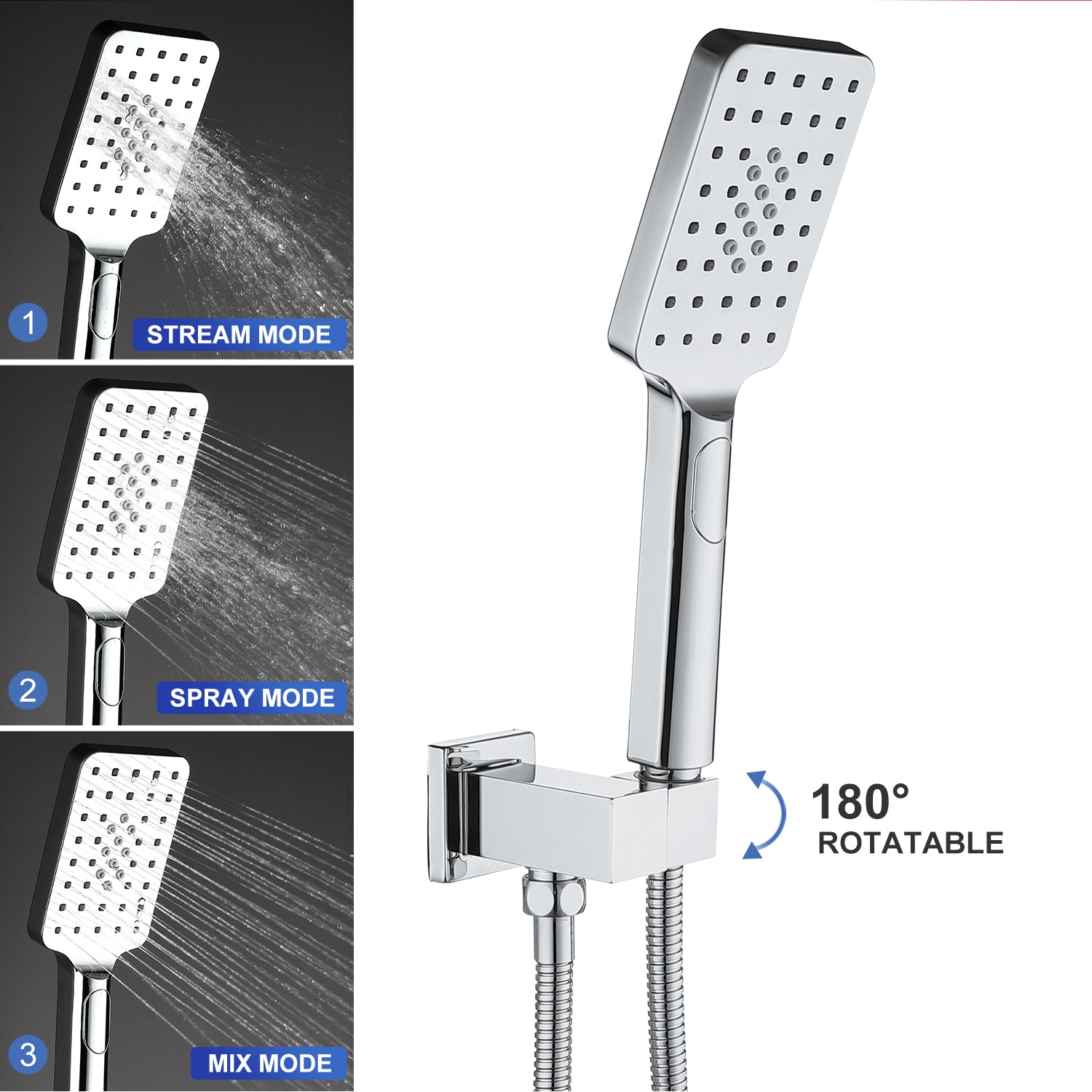 【Rainlex RX98105-12】12" Shower Head  Dual Functions Ceiling-Mount  Balance Square Square Shower Faucet(Rough-in Valve Included)