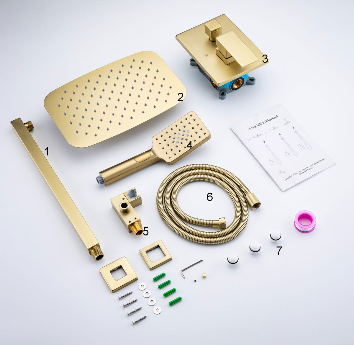 12" Square 2-Way Wall-Mount Shower System with Rough-in Valve (S97202)