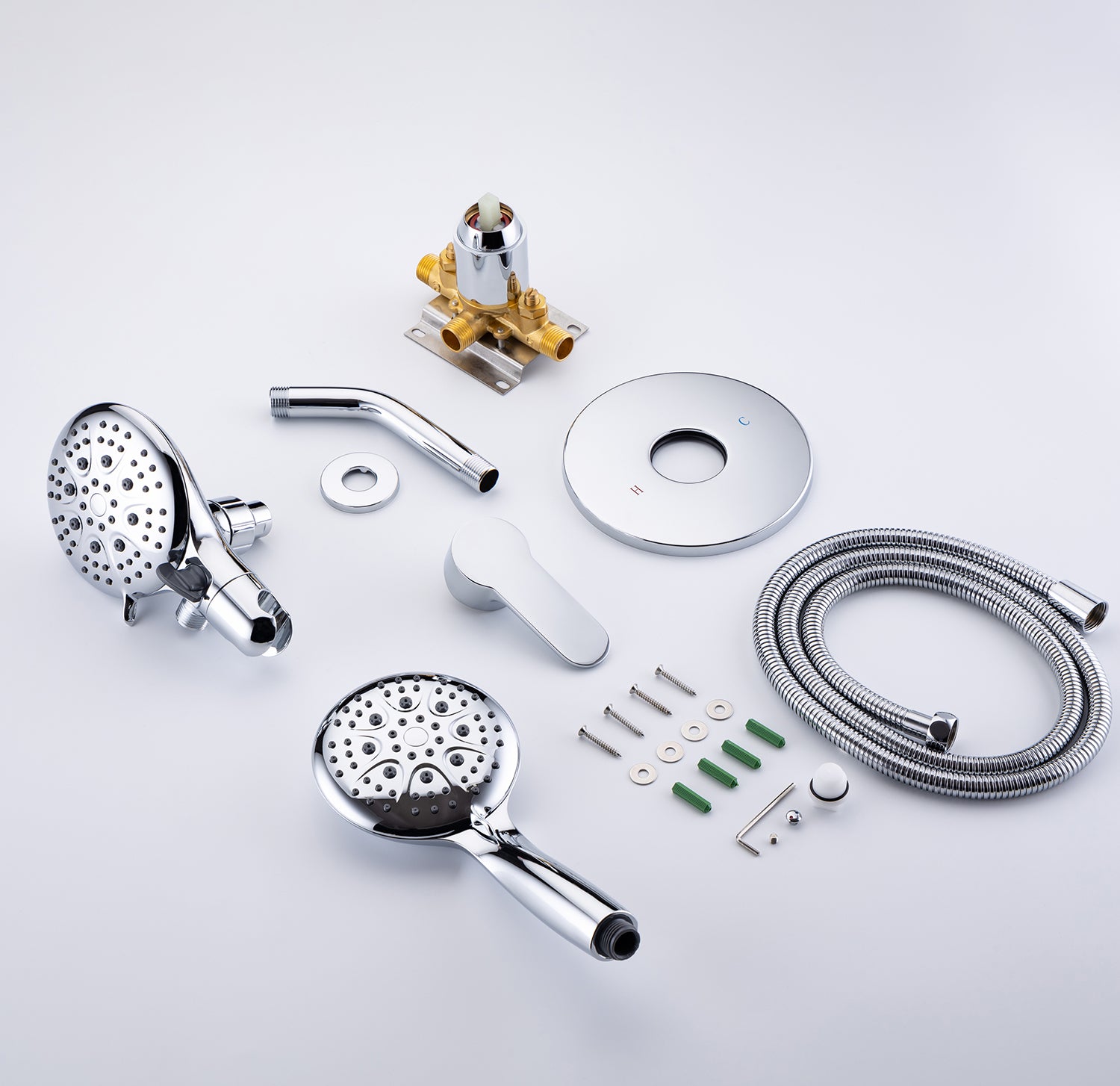 Pommeau de douche multifonction double à effet pluie à 3 voies avec valve brute RX96106