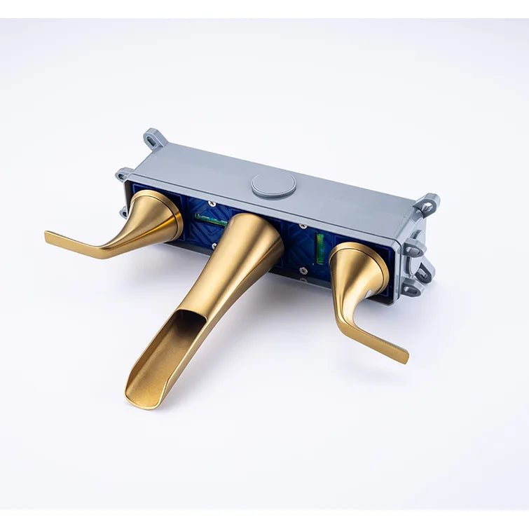 Wall-Mounted Waterfall Bathroom Faucet Golden