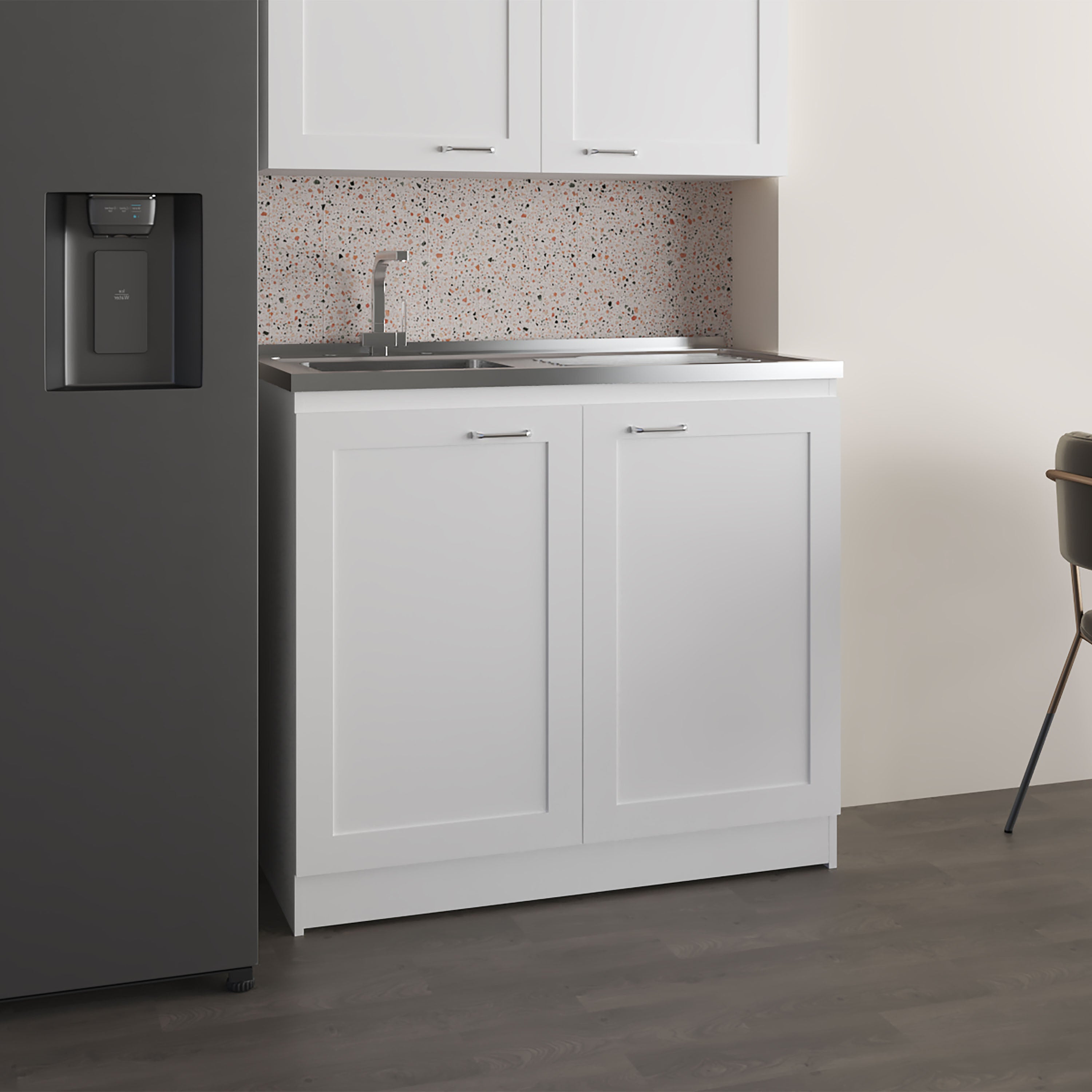 Rainlex Zurich 39" Utility Sink Cabinet with Stainless Steel Sink, White