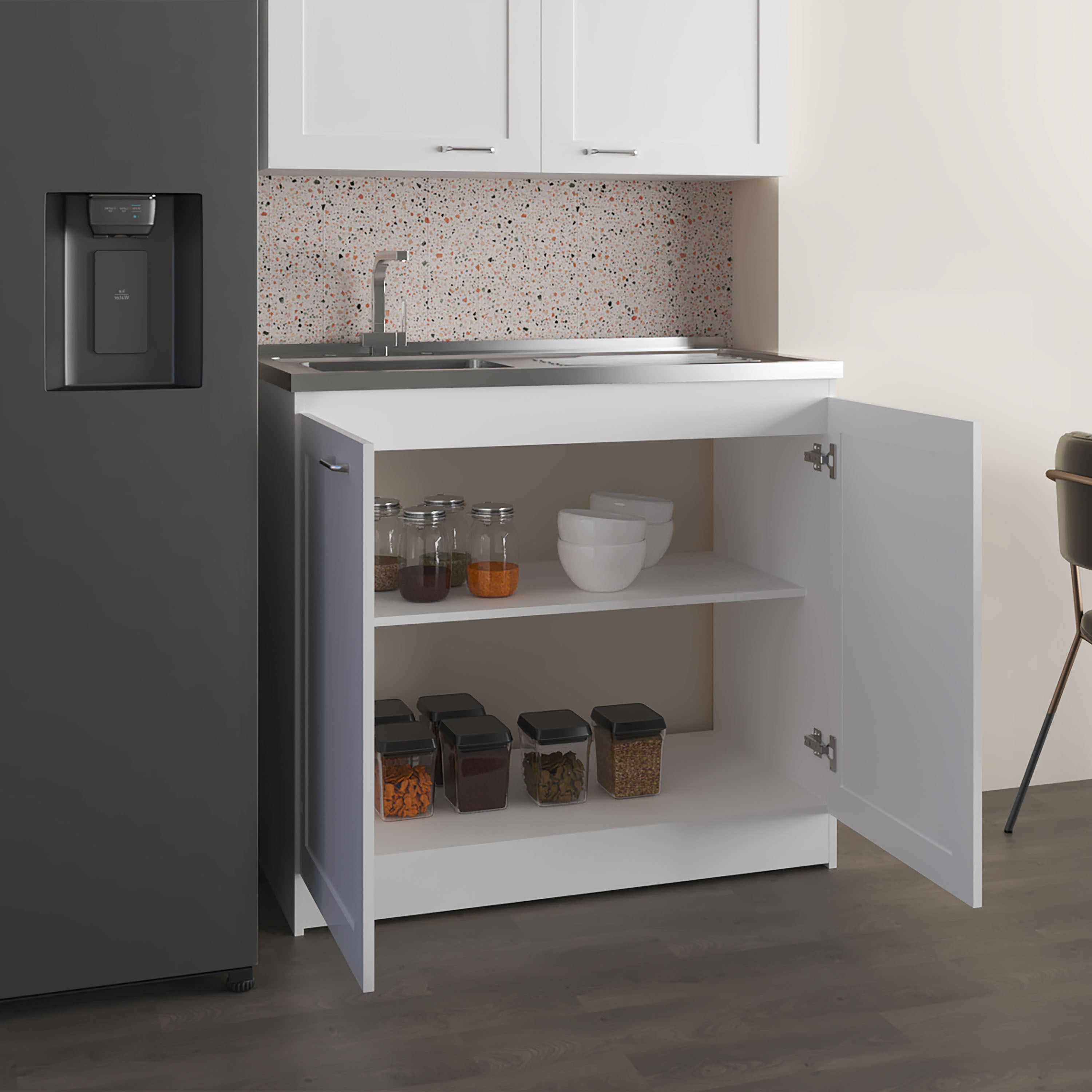 Rainlex Zurich 39" Utility Sink Cabinet with Stainless Steel Sink, White