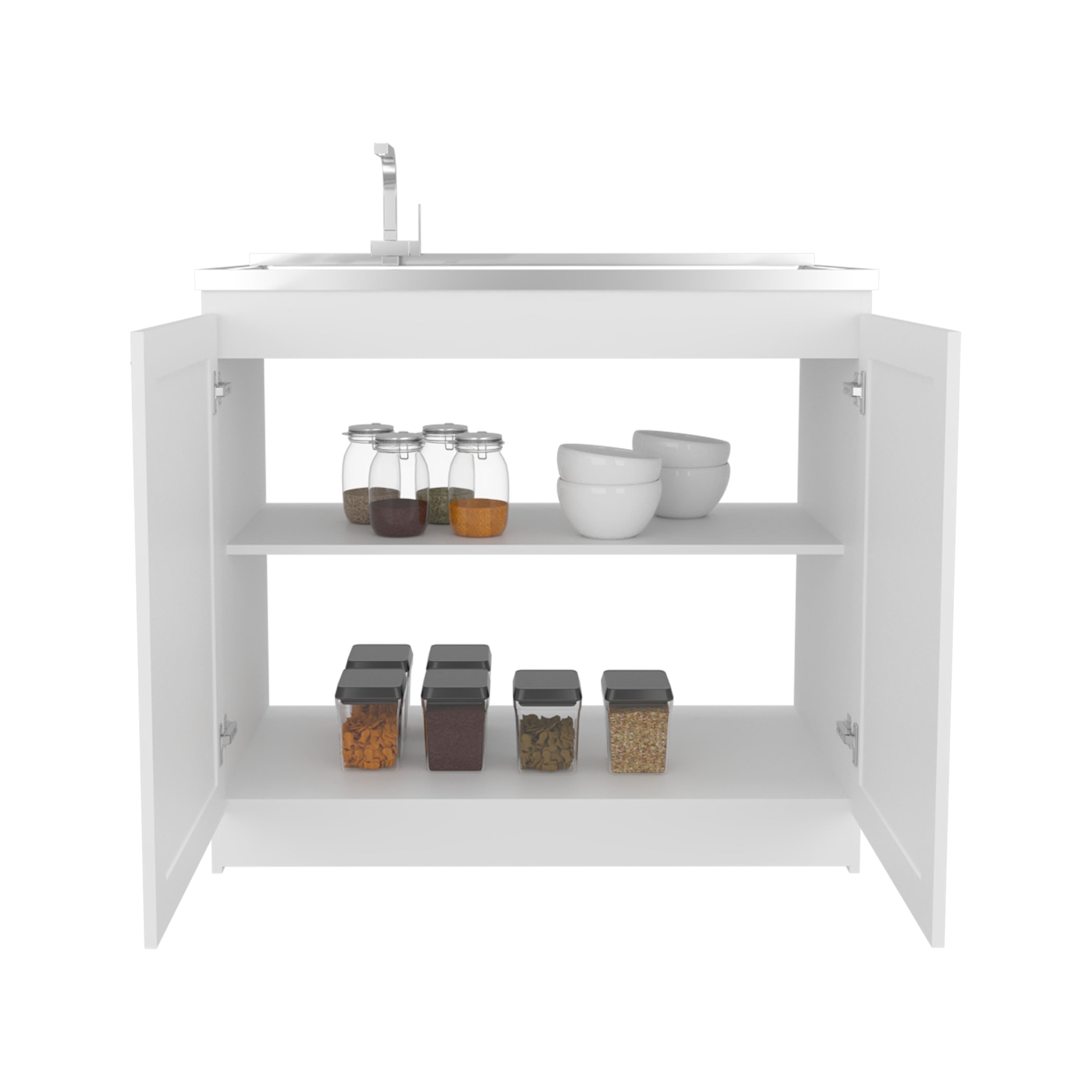 Rainlex Zurich 39" Utility Sink Cabinet with Stainless Steel Sink, White