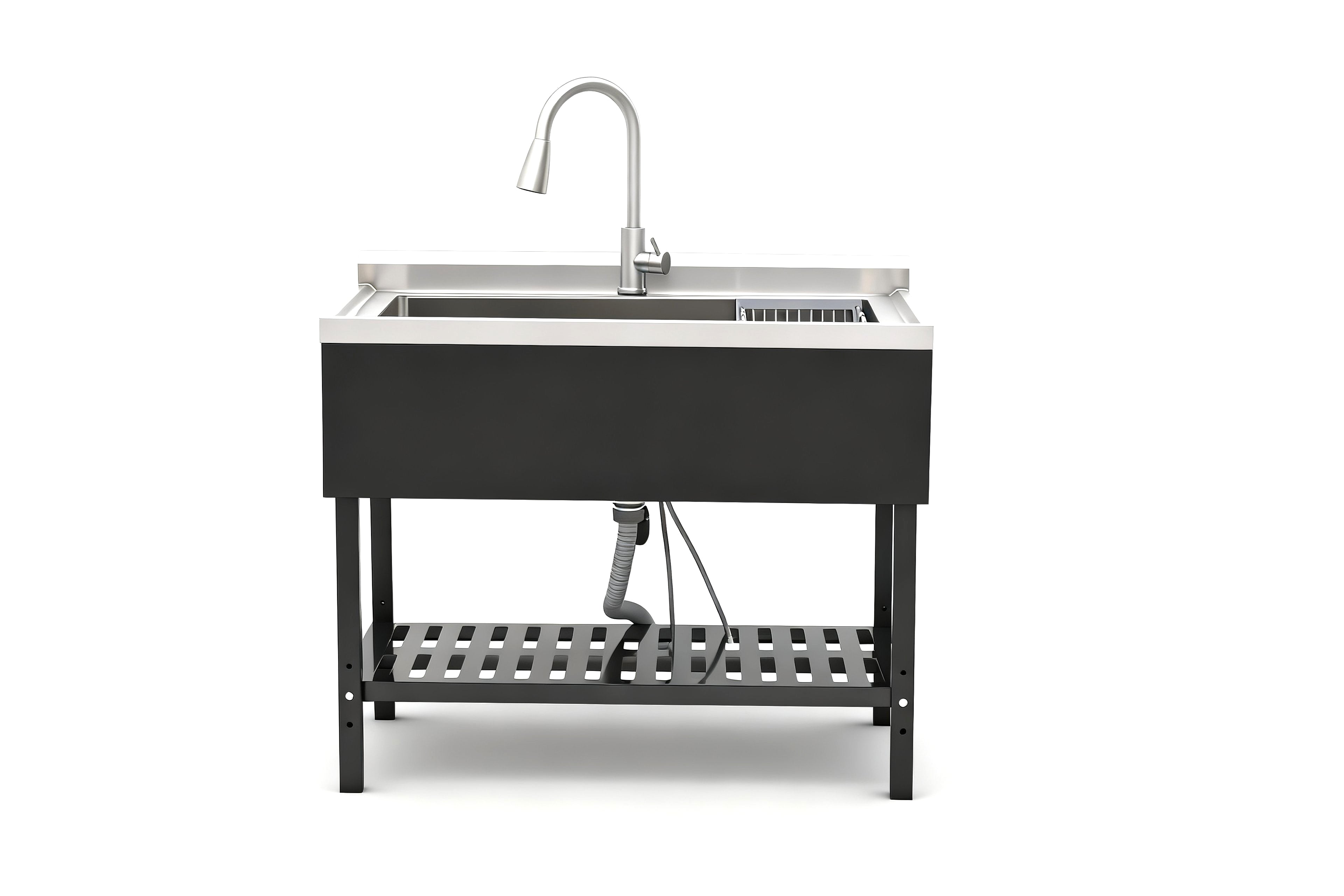 Rainlex 39" Freestanding Stainless Steel Utility Sink with Pull-Out Faucet