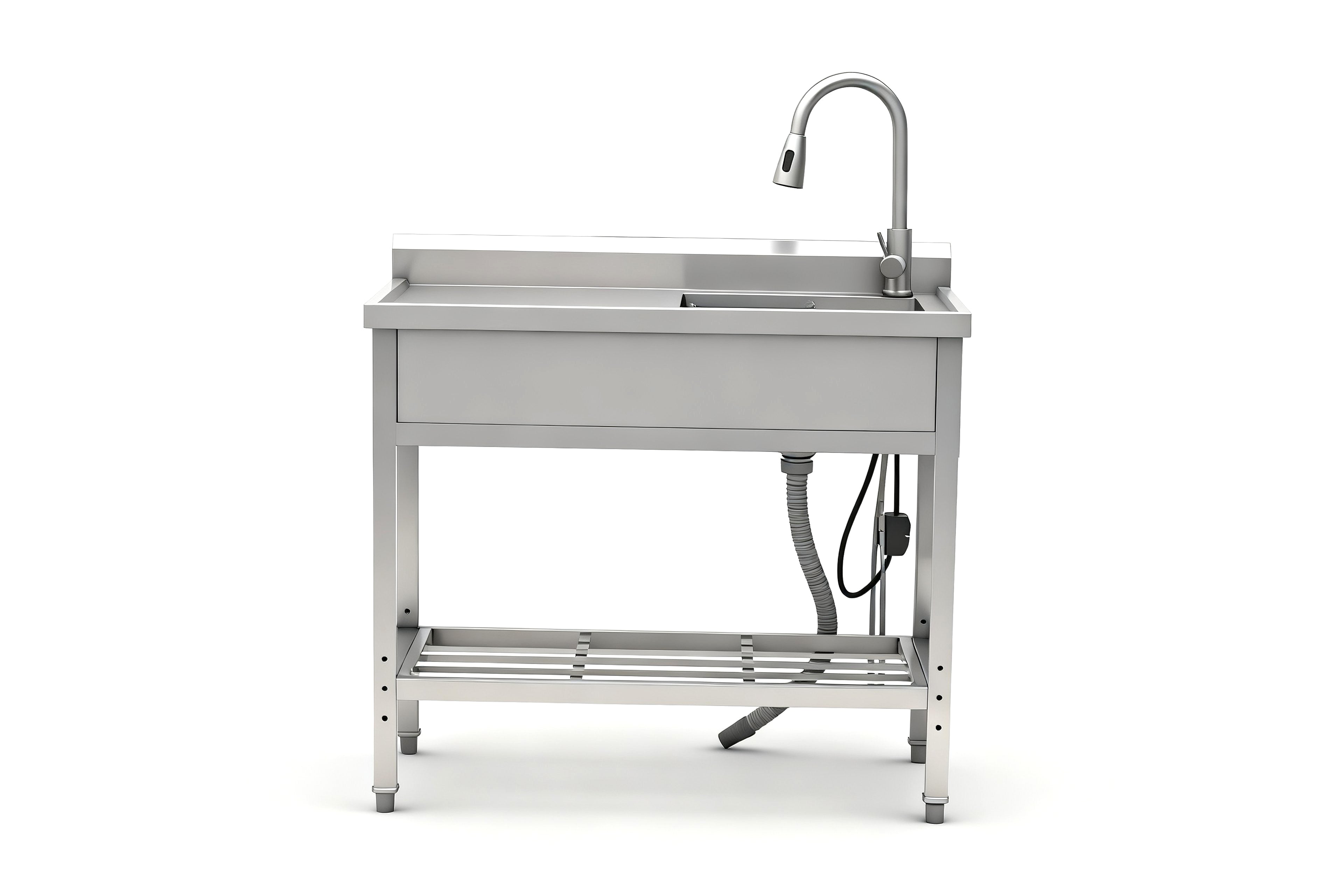 Rainlex 39" Freestanding Stainless Steel Utility Sink with Pull-Out Faucet