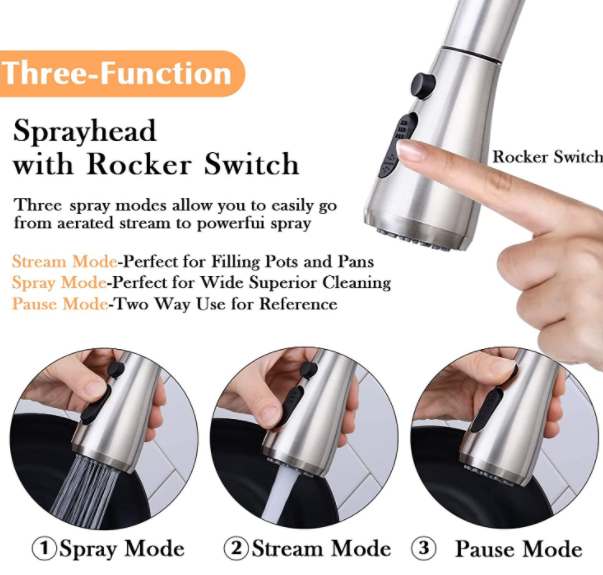 [Rainlex-6013] Touch On Kitchen Faucets with Pull Down Sprayer, Single Handle High Arc Touch Activated Pull Out Kitchen Faucet, Stainless Steel Touch Sensor Faucet Brushed Nickel