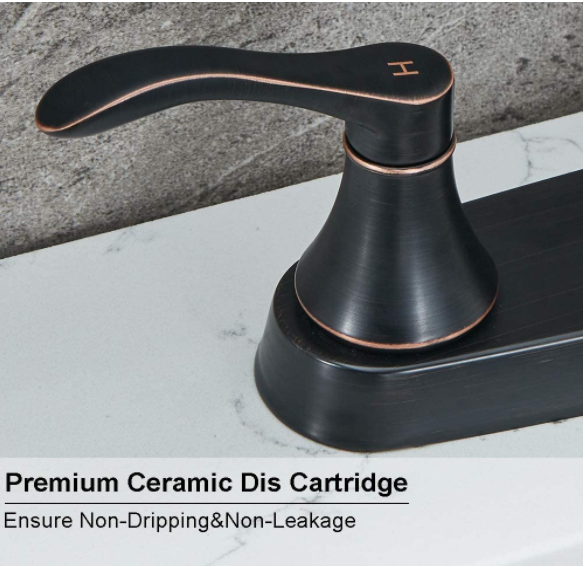 [Rainlex]Commercial Lead-Free Oil Rubbed Bronze Two Handle Kitchen Sink Faucet with Side Sprayer, 3 Hole or 4 Hole Faucets for Rv Kitchen Sinks with High-Arc Spout & Side Spray