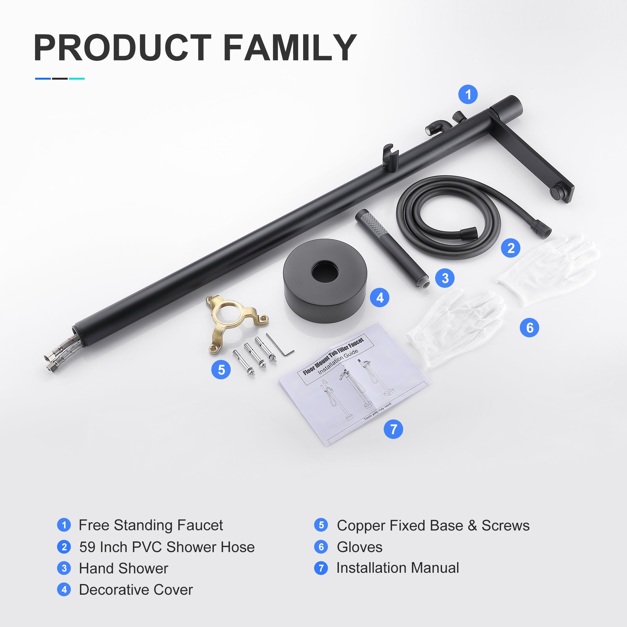 [Rainlex-8003H] Freestanding Bathtub Faucet Tub Filler Waterfall Single Handle Oil Rubbed Bronze Floor Mounted Faucets with Handheld Shower