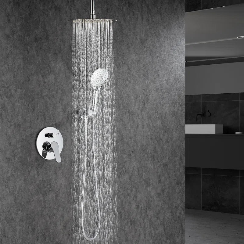 Pommeau de douche de 10 po, robinet de douche rond à 2 voies pour montage au plafond avec valve brute RX96205-10