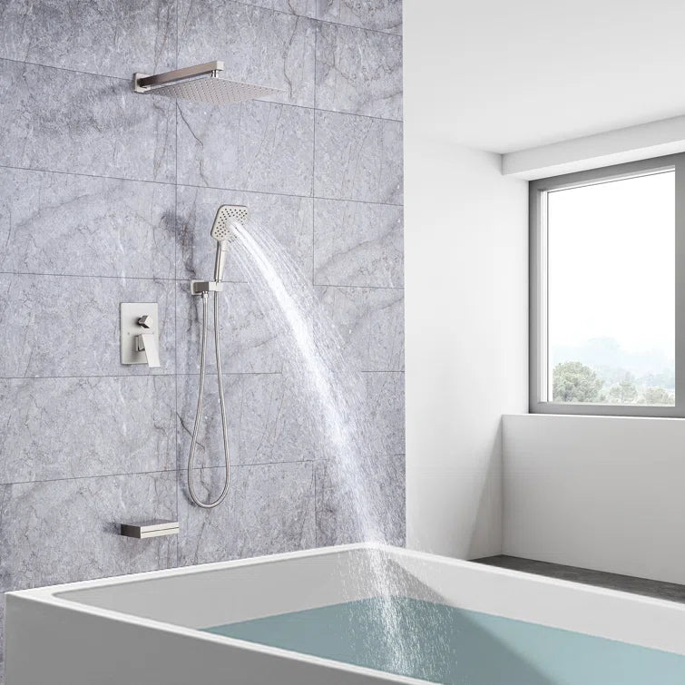 Pommeau de douche carré à 3 voies et montage mural de 10 po avec robinet à montage brut RX97303-10