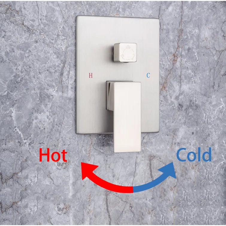 10" Shower Head 3-way Wall-Mount Square Shower Faucet with Rough-in Valve RX97303-10